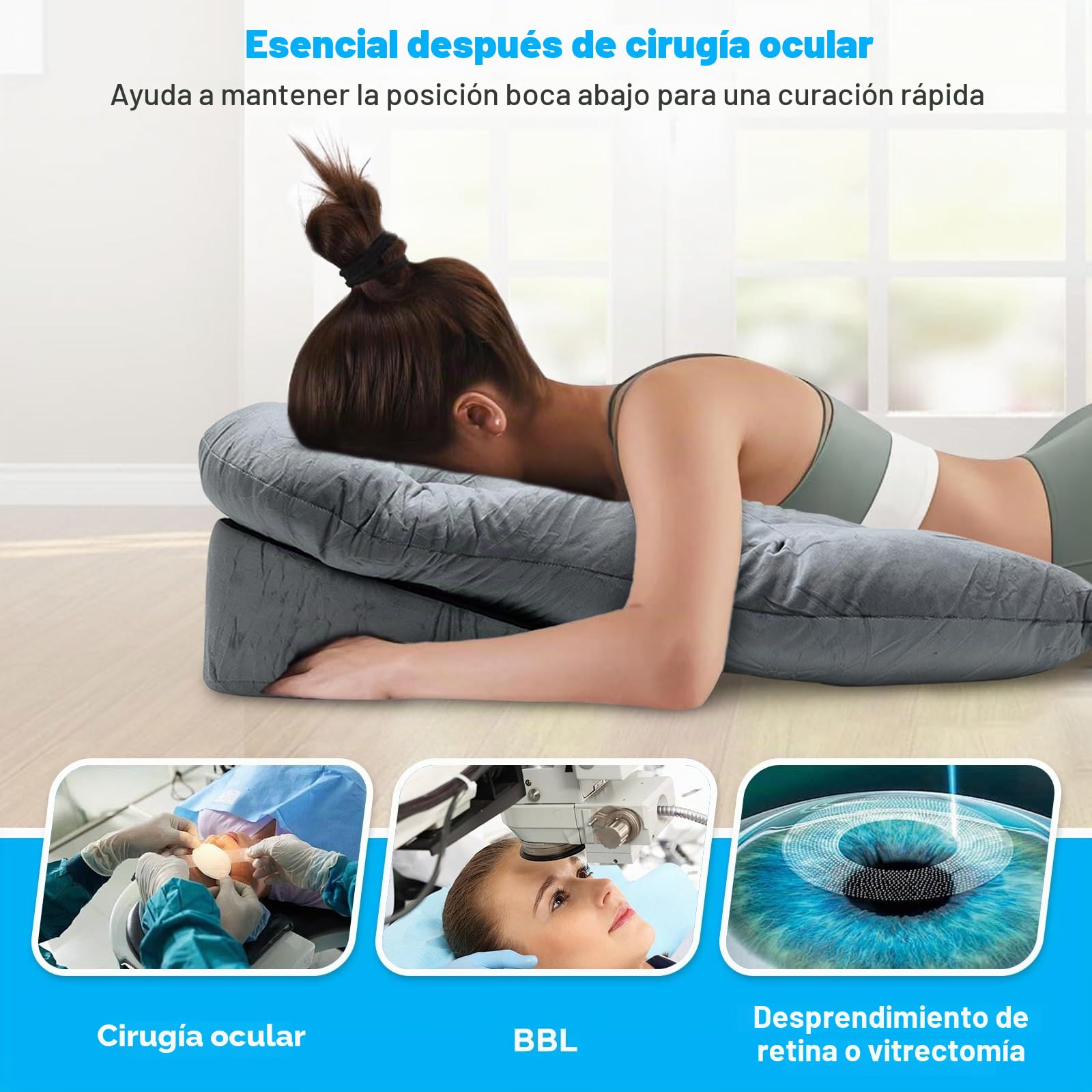 Almohada facial para dormir después de una cirugía ocular, almohada boca abajo con orificio para dormir después de una cirugía ocular, reposacabezas de masaje para el hogar, equipo de recuperación
