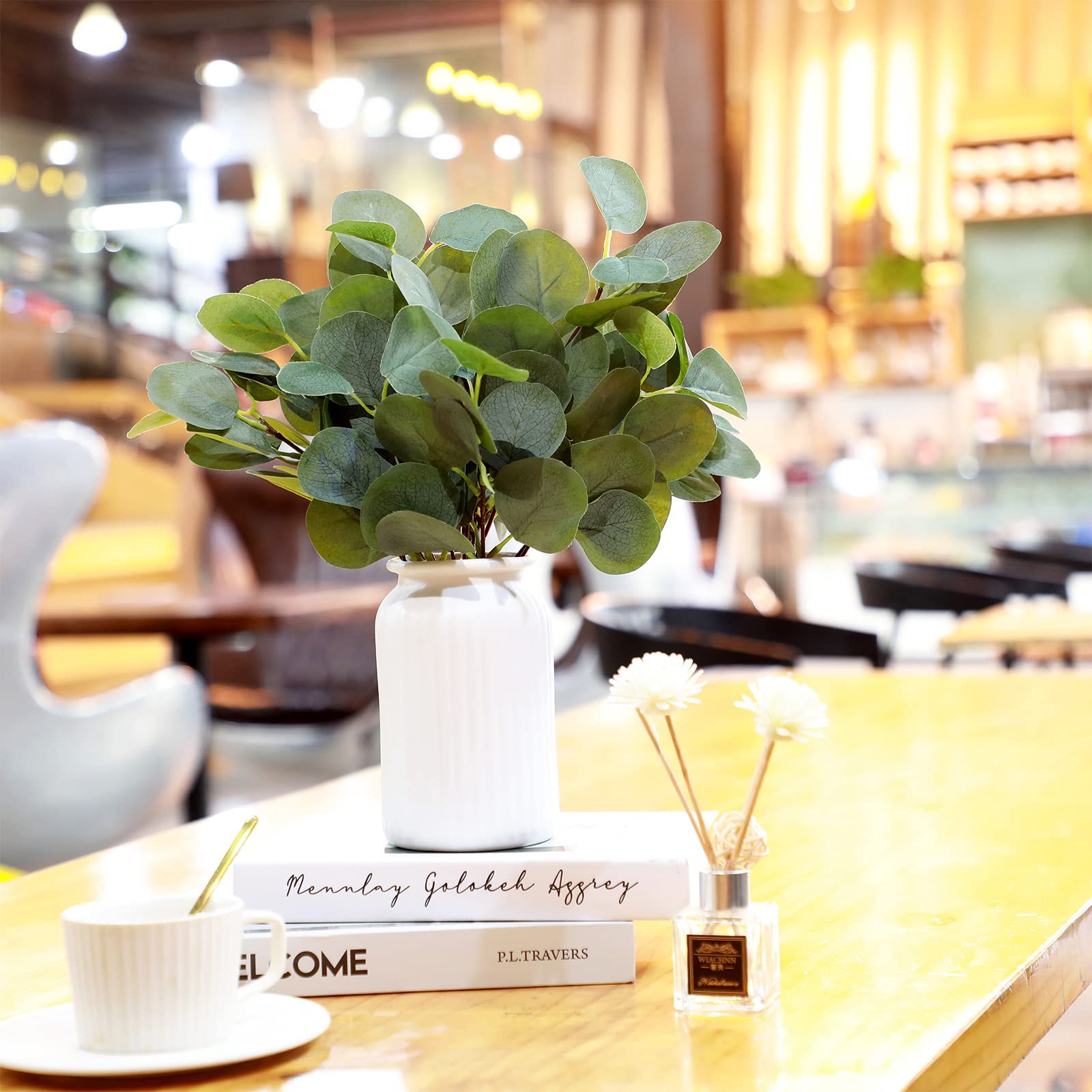 300 Pcs Artificial Eucalyptus Stems Leaves Bulk 11.8 Inches Tall Silver Dollar Eucalyptus Fake Greenery Stems Faux Eucalyptus Plant for Floral Arrangement Vase Gray Green Leaves Decor Wedding