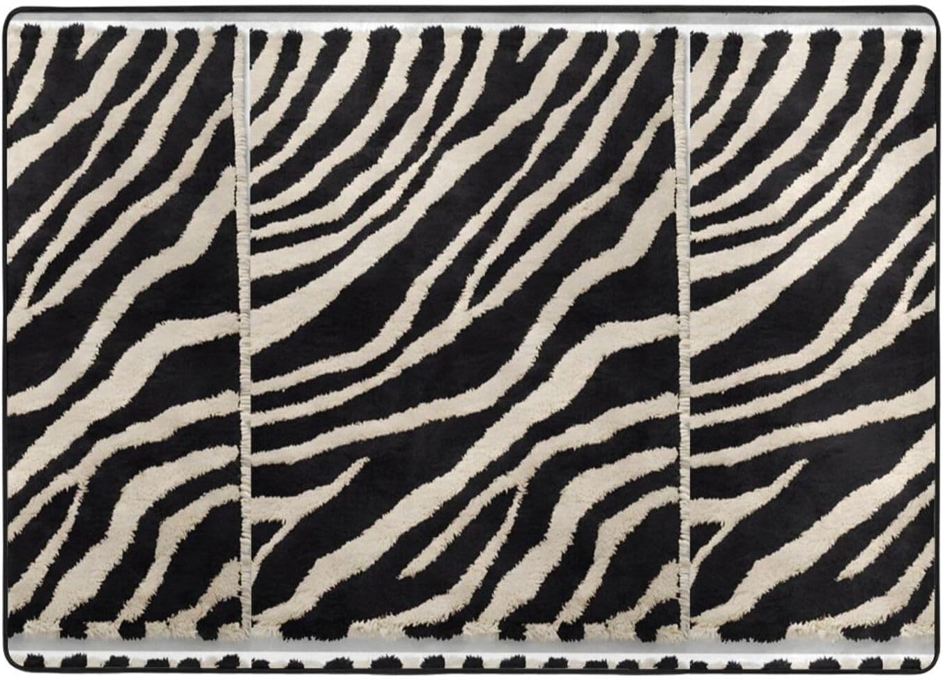 Flannel Non-Slip (Zebra Animal) Rug Pad 80×50in Soft Washable Protective for Hardwood Floors Bedroom Bathroom Living Room
