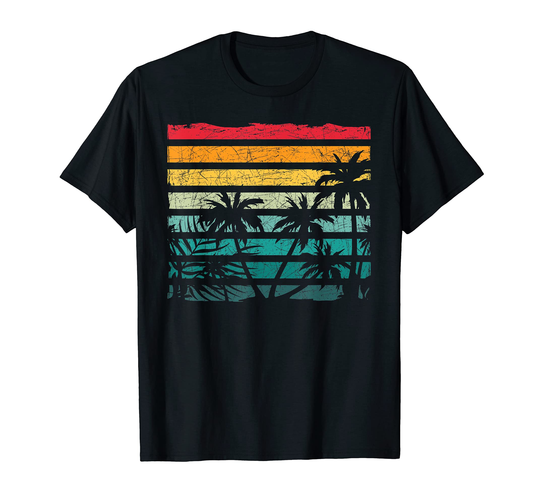 Tropical Island Summer Vibes Sunshine GiftRetro Coconut Palm Trees Beach Exotic Tropical Summer T-Shirt