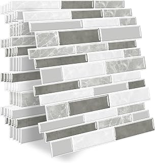 10-Sheet Peel and Stick Backsplash Mosaic Wall Tile, Warm Greige