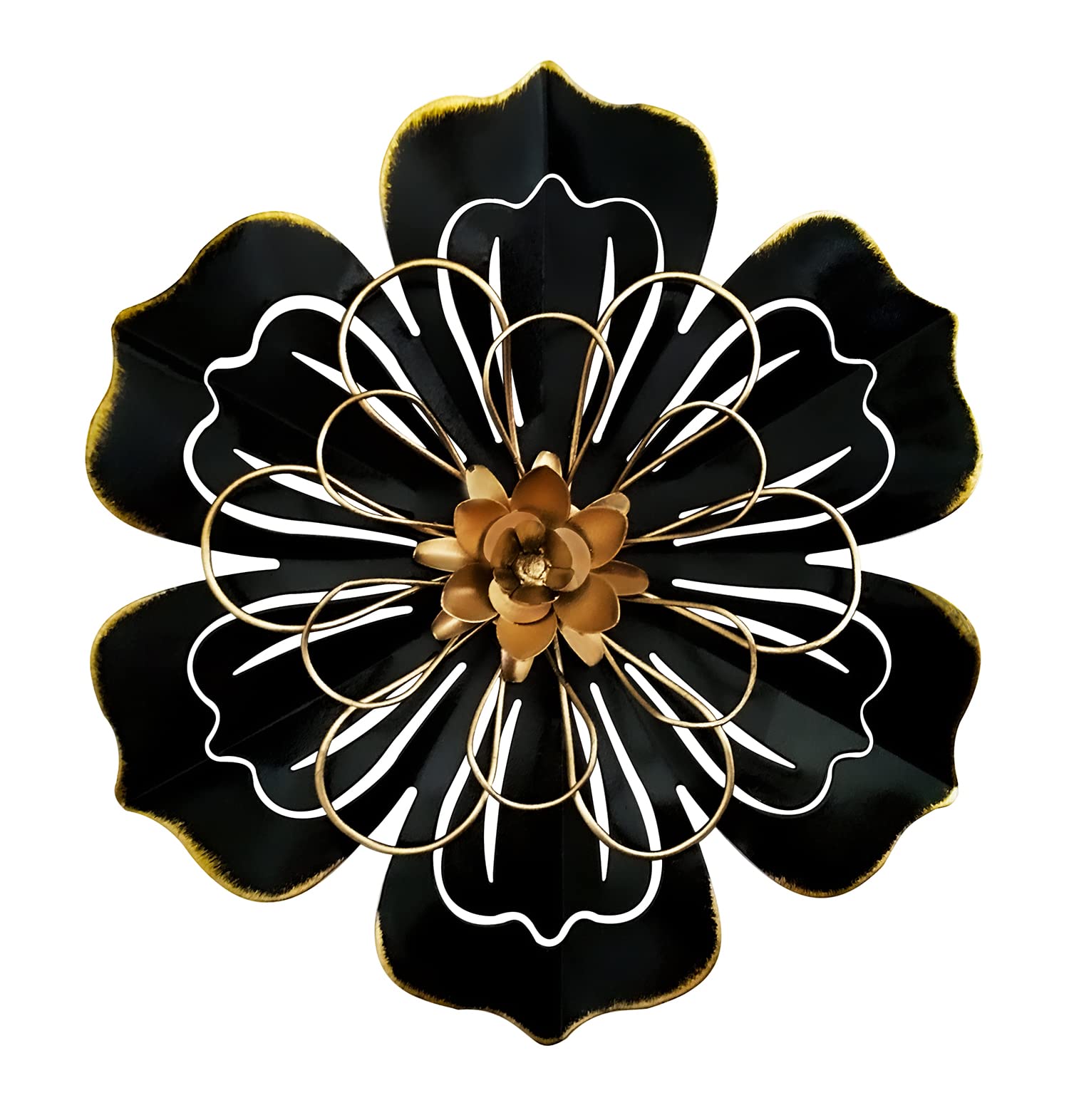 Metal Flower Wall Art Decor, 8.3" Rustic Modern Floral Sculpture, Distressed Iron Wall Hanging Home Decoration Accent Artworks for Indoor Kitchen Bedroom Living Room Office Outdoor Garden Patio - 06