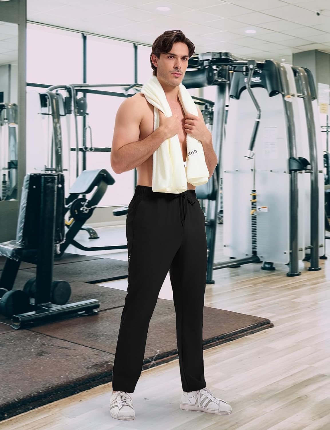 Rdruko Men's Sweatpants Athletic Pants Quick Dry Stretch Workout Track Mesh Pants with Zipper Pockets for Running Hiking - Image 3