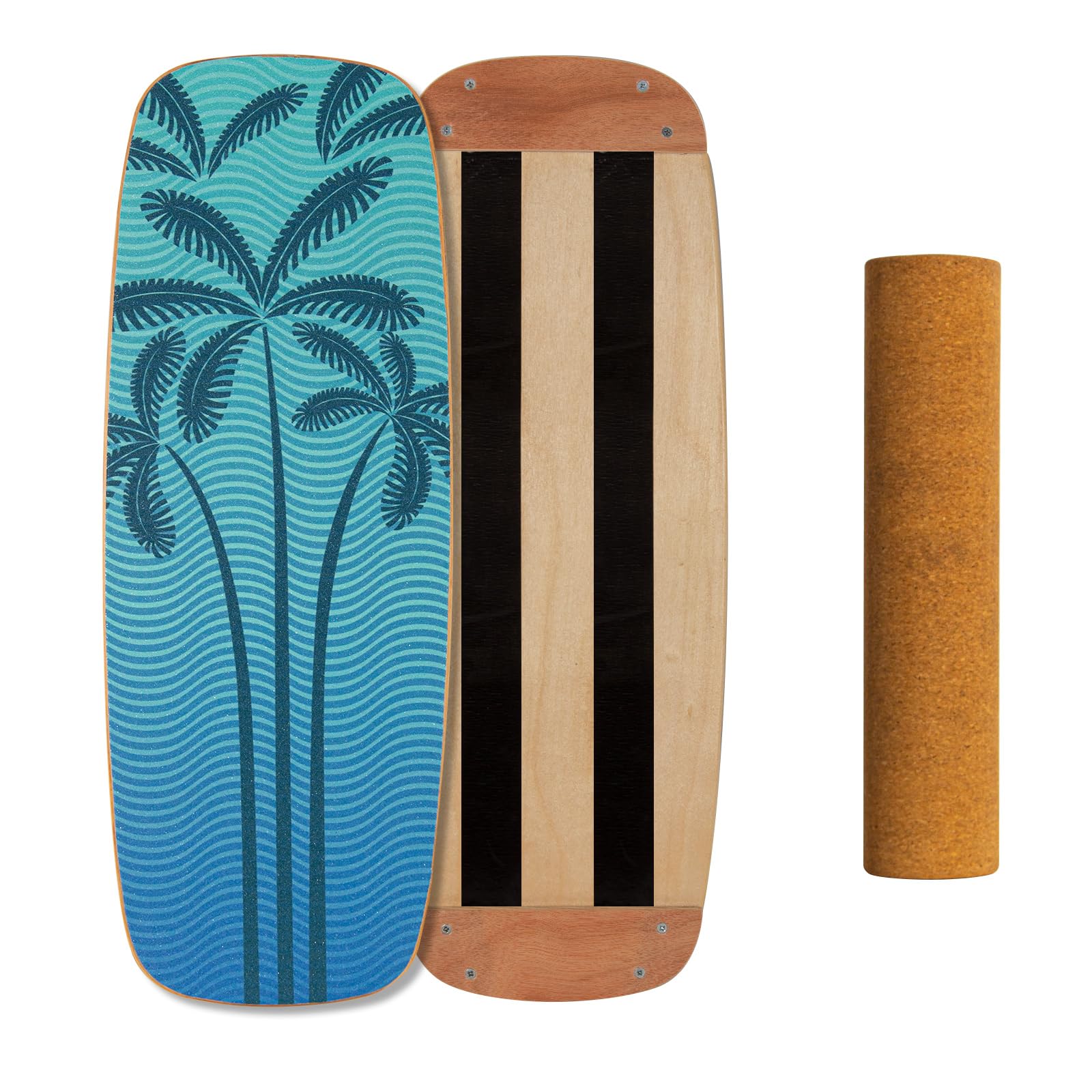 Leogreen Planche d'équilibre en bois avec Rocker Skateboard d'intérieur | Balance Board en Bois Trickboard et entraîneur d'équilibre, idéale Fitness Yoga Surf