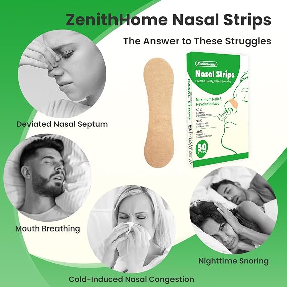 Nasal Strips, Upgraded Softer & Stronger Snoring Aids for Men and Women, 50 Pieces Nose Strips Anti Snoring Devices, Help Reduce Snoring, Relieve Nasal Congestion, Drug-Free, Deeper Sleep