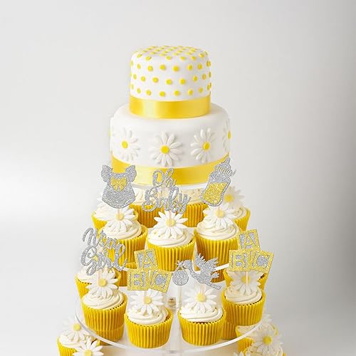 Miniatura 6 de 30 piezas de decoración de cupcakes para baby shower, vestido con lazo con purpurina, biberón para cupcakes "It's a Girl", decoración de pasteles