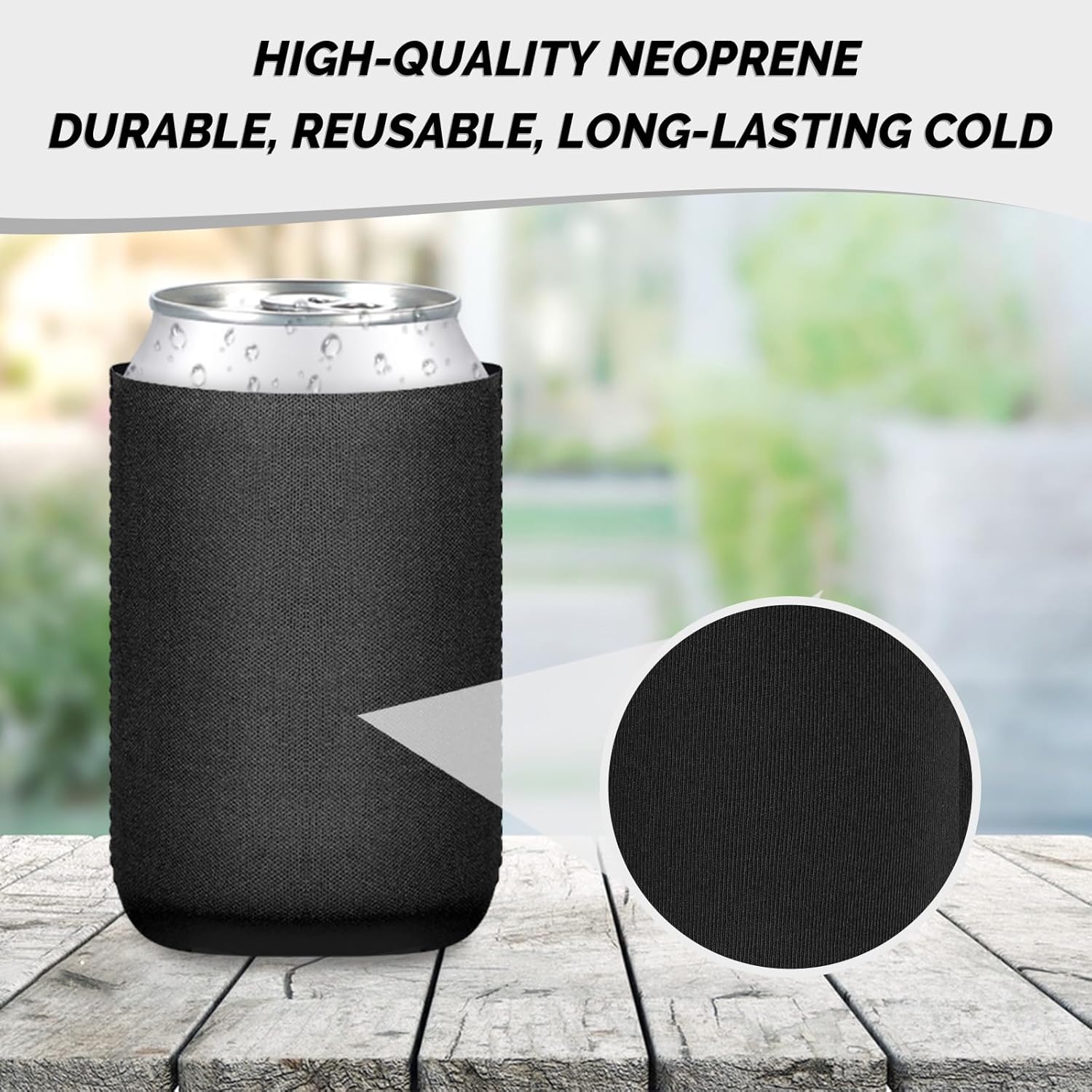 50 Pack Blank Standard Neoprene Can Coolers Bulk – Drink Sleeves for 12oz Cans & Bottles, Reusable Beer Soda Insulators, Perfect for DIY, Sublimation, HTV, Weddings, Gifts (Black) - Image 3