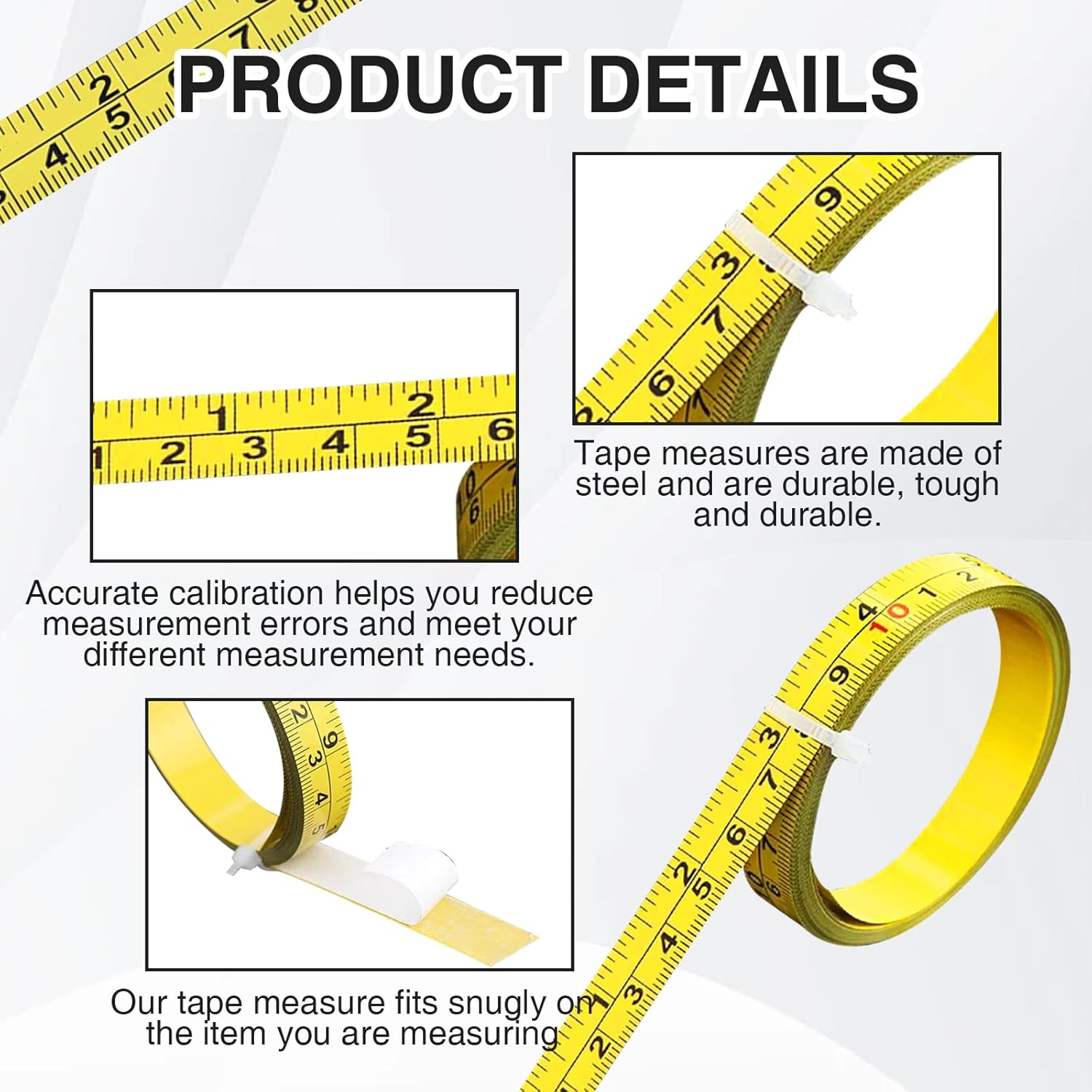 2 Packs Steel Self Adhesive Measuring Tape, 200cm or 78 Inch Imperial and Metric Ruler Tape Sticker, 1/2-Inch Peel and Stick Tape Measure, Left to Right Reading, Yellow