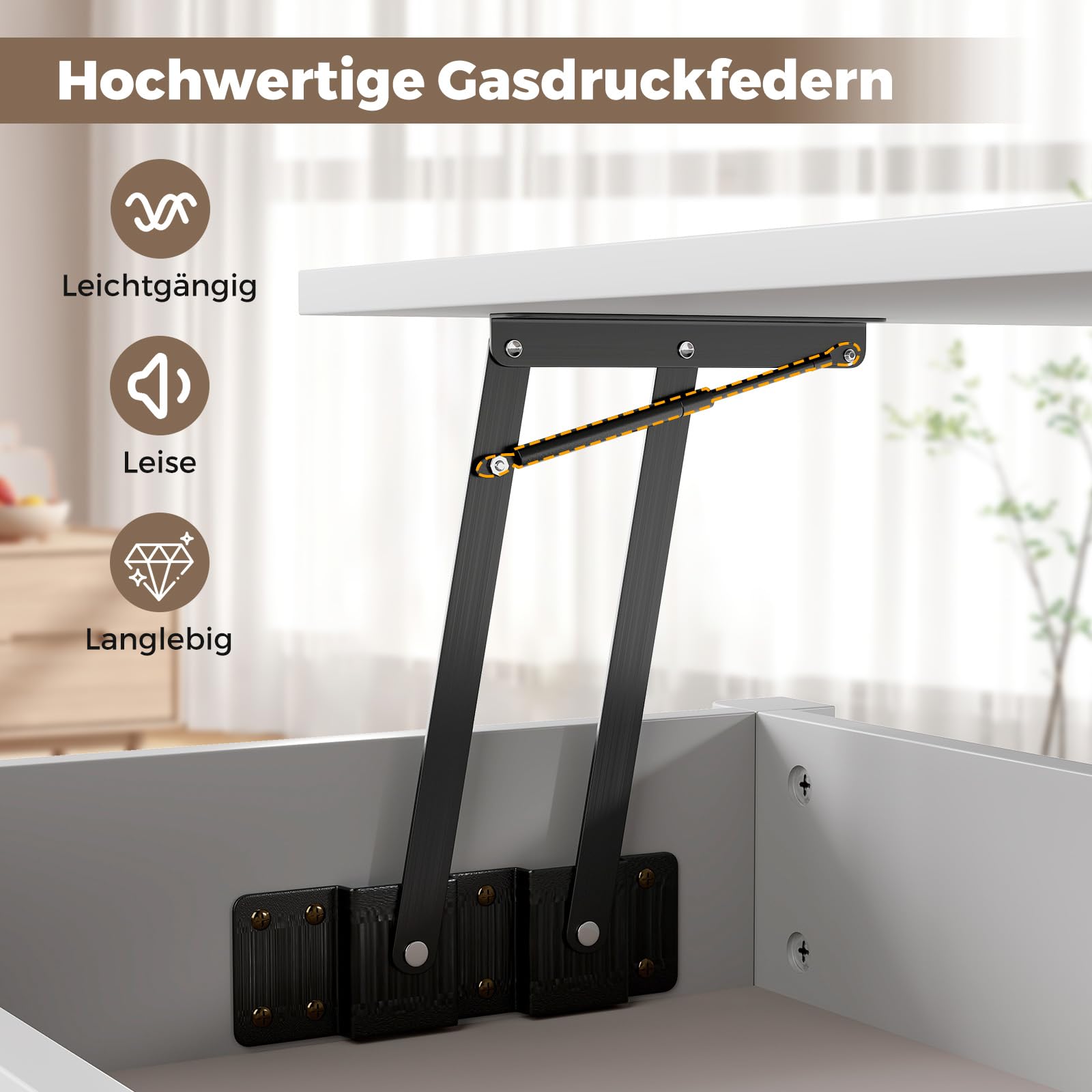 COSTWAY Couchtisch Höhenverstellbar, Sofatisch mit offene Ablage & 2 Schubladen, Wohnzimmertisch mit anhebbarer Tischplatte 50-63,5cm, Kafeetisch Holz für Wohnzimmer, Büro, Grau
