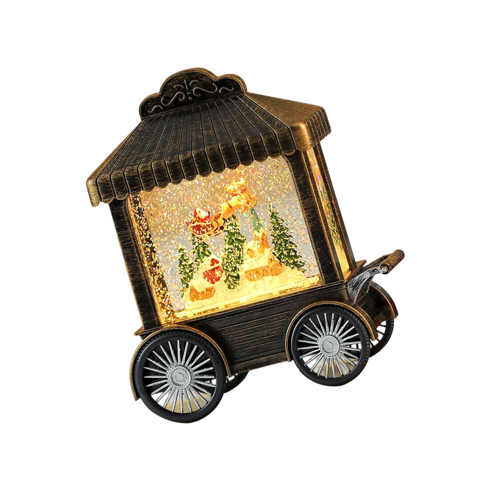 Caja de música con diseño de carrito de Navidad, caja musical que cae en la nieve, decoración del hogar para niños, hombres, mujeres, cumpleaños, vacaciones, regalo de árbol