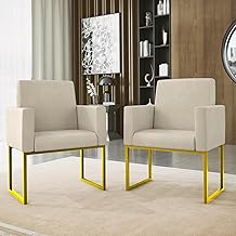 Kit 2 Poltrona Cadeira Decorativa Recepção Base Ferro Dourado Preto