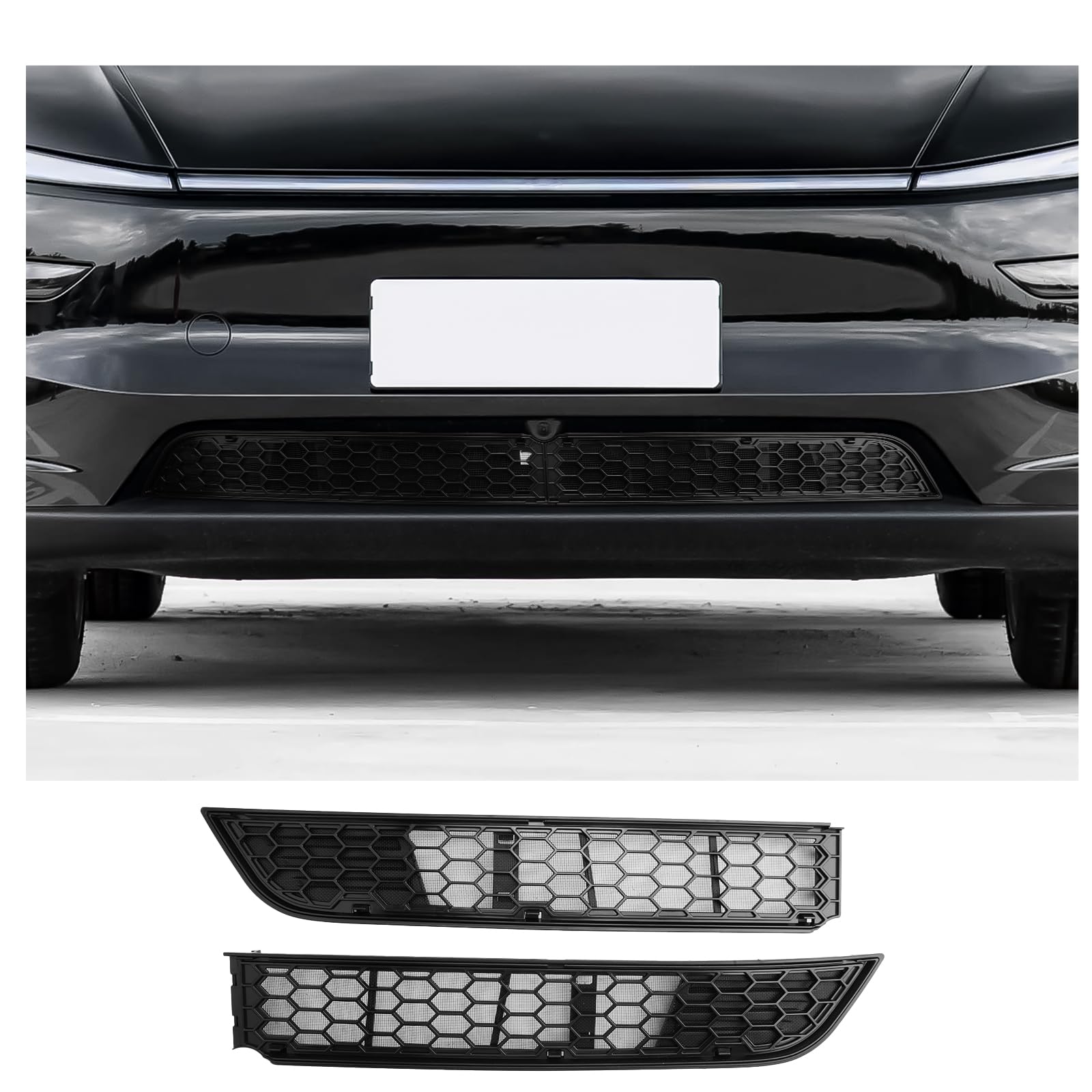 CDEFG Compatible avec Tesla Model Y Juniper 2025 2026 Calandre avant, masque de pare-chocs avant, modèle modifié Y Juniper 2025 Accessoires [2 pièces]