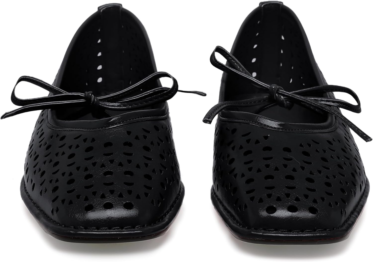 Lace Up Square Toe Ballet Flats for Women Cute Bow Slip On Mary Jane Flats Casual Ballerina Shoes - Image 7