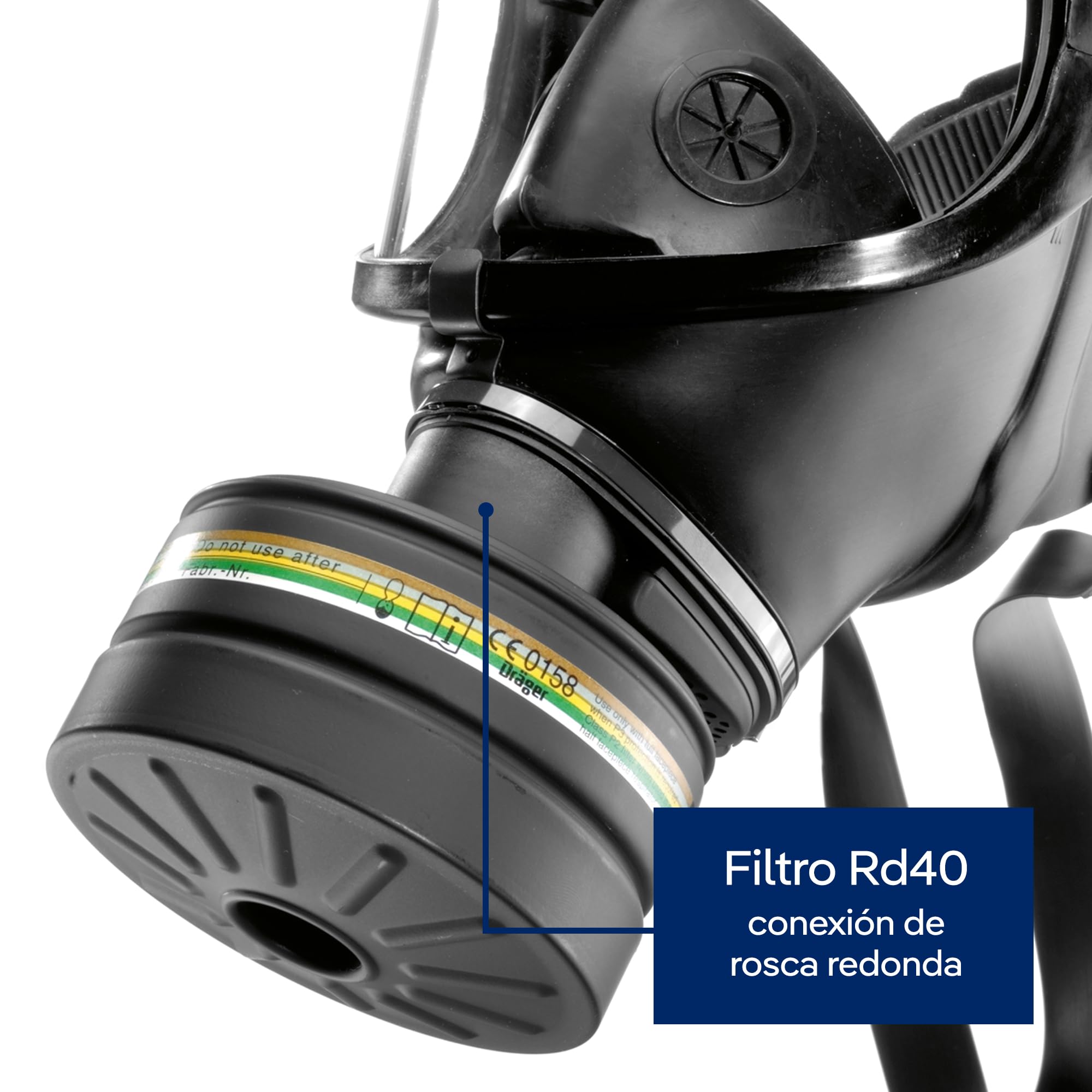 Dräger Filtro A2B2E2K2 P3 R D/NBC con conexión Rd40 Compatible con el respirador Dräger CDR 4500 | Alta protección civil respiratoria ante catástrofes