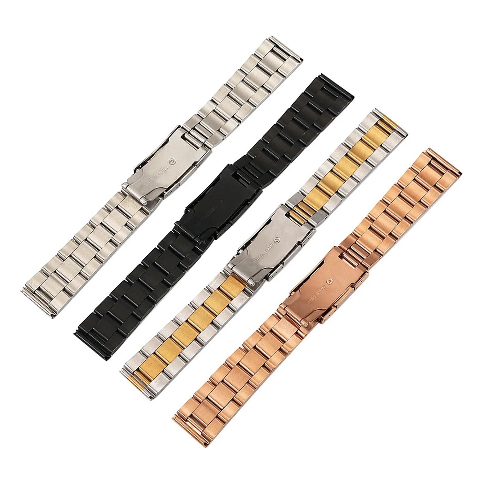 HMFANG Bracelet De Montre En Acier Inoxydable 18 Mm, 20 Mm, 22 Mm, 24 Mm, 26 Mm, 28 Mm, 30 Mm, Boucle Déployante, Bracelet De Rechange For Montre-bracelet For Hommes, Accessoires