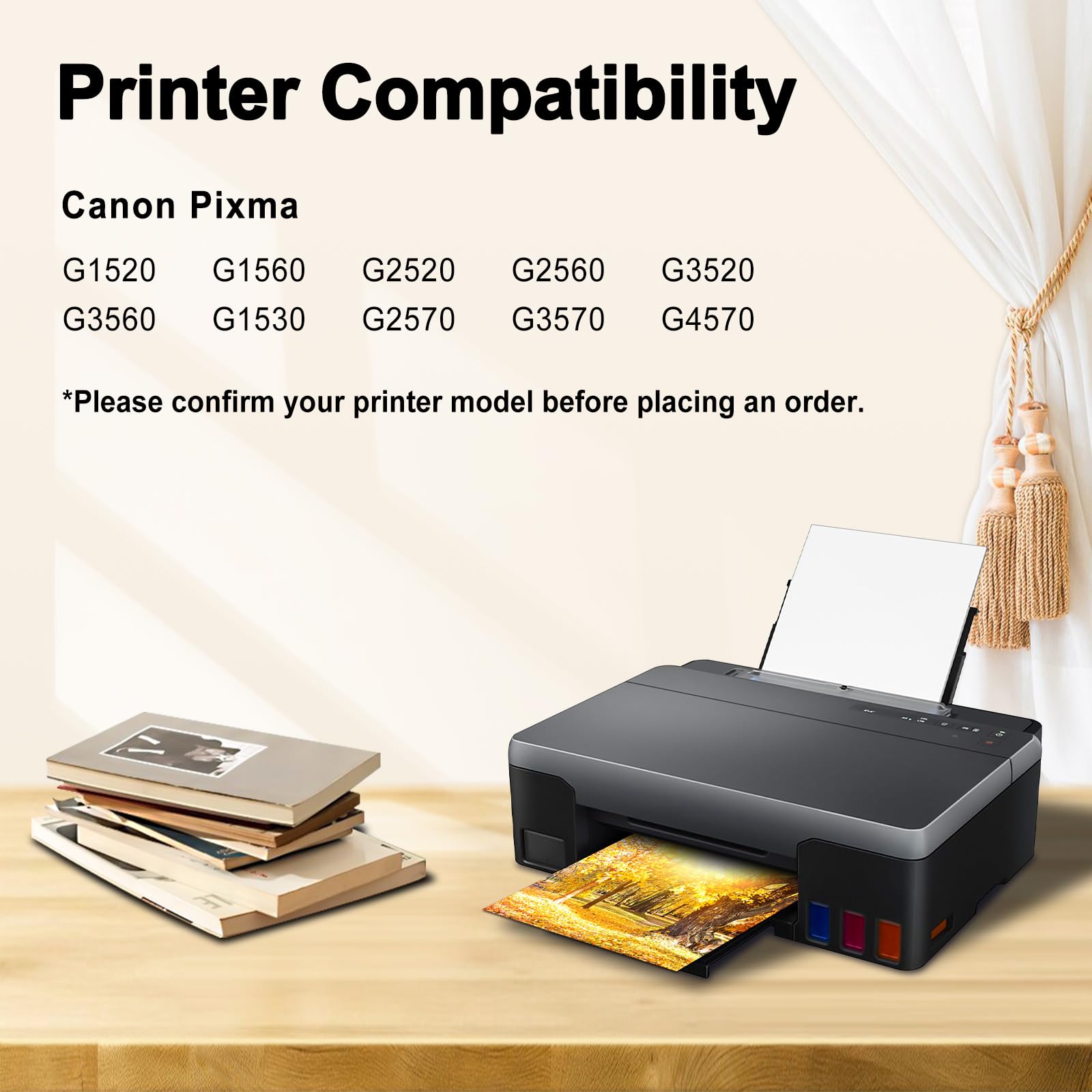 Miss Deer GI-51 Inchiostro per Canon 51 GI51 GI-51 Compatibile con Canon Pixma G1520 G1530 G1560 G2520 G2560 G2570 G3520 G3560 G3570 G4570(1PGBK/1C/1M/1Y,4 Pack)