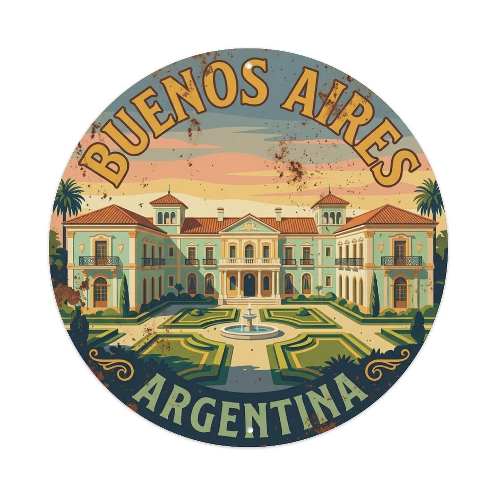 Metal Tin Sign Vintage Travel Buenos Aires Argentina Estate