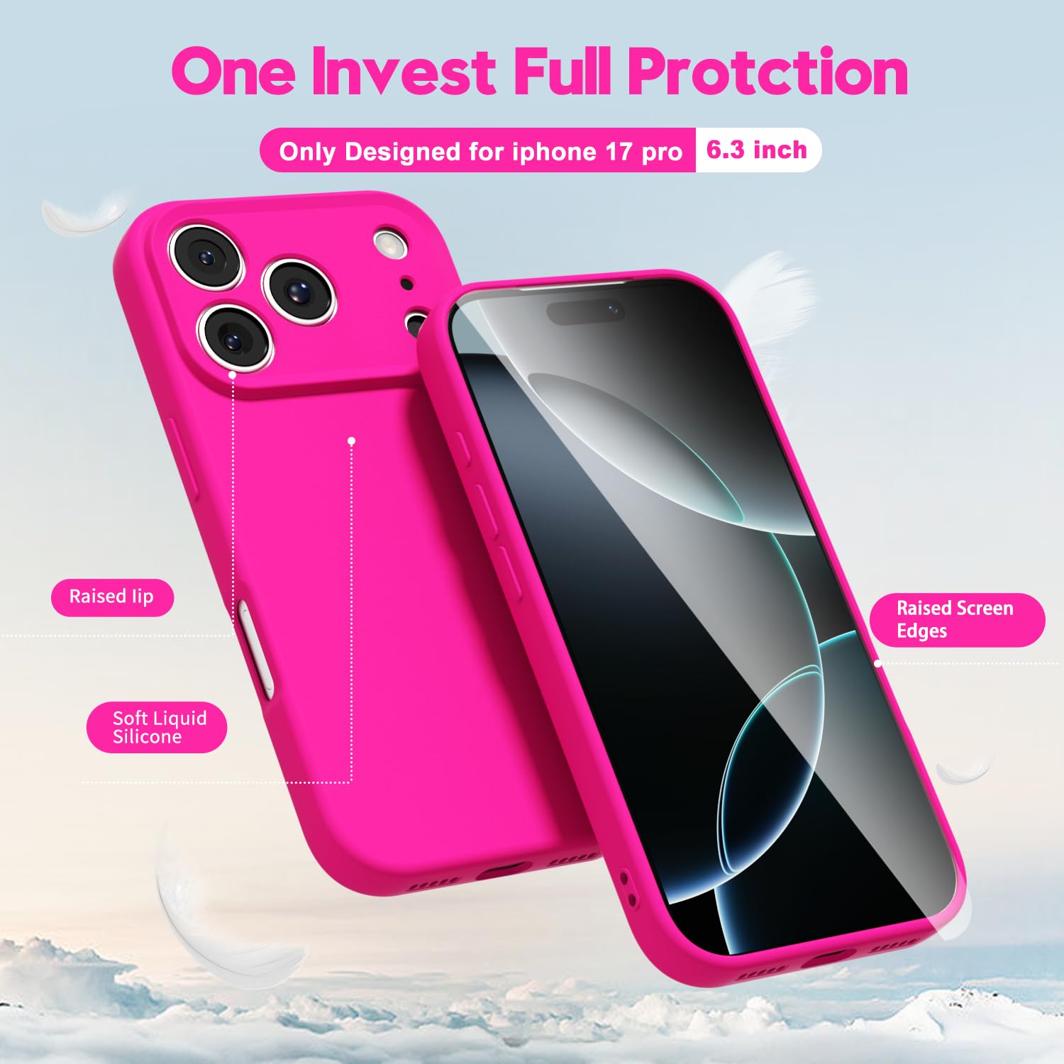 oakxco for iPhone 16 Pro Max Case Liquid Silicone, Soft Rubber Gel Elegant Aesthetic Basic Simple Cover, Cute Thin Slim TPU Matte Solid Color Plain Smooth Case for Women Girl, Light Pink — view 1743