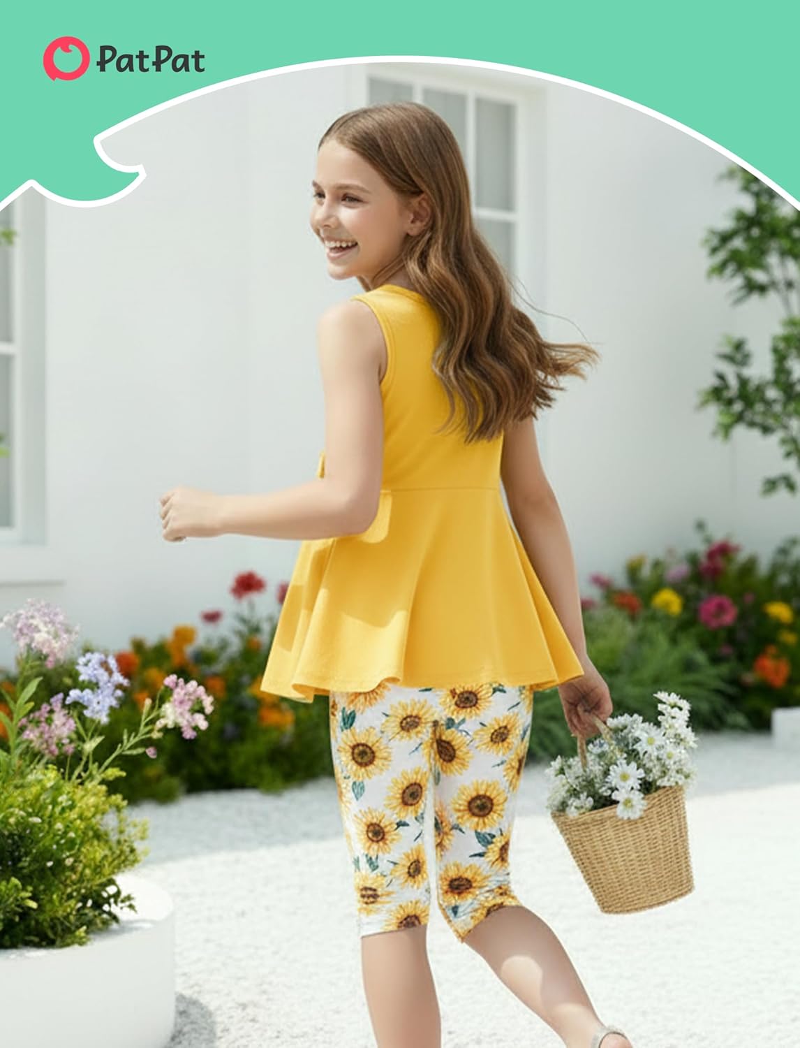 PATPAT Girls Summer 2 Piece Outfits 4-12Y Butterfly Bow Sleeveless Tunic Tops and Floral Print Shorts Cute Clothes - Image 4