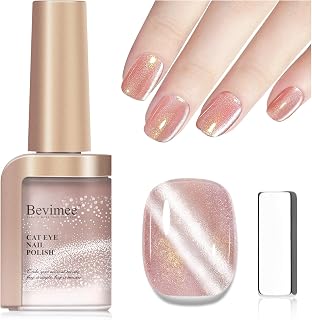Cat Eye Nail Polish Non Gel Quick Dry, Magnetic Cat Eye Polish Fingernail Gold Glitter Nail Lacquer No UV Required, Crystal Velvet Glass Shine For Nail Art Long Lasting