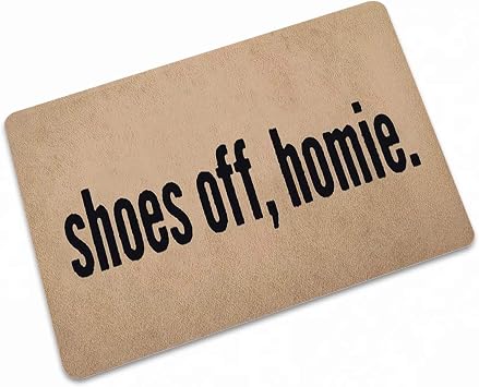 ATOLY Shoes Off Homie Doormat Floor Mat Carpet, Machine Washable Low-Profile Inside Floor Mat Door Rugs for Entryway, Indoor/Outdoor/Front Door,15.7 X 23.6 Inches, Brown