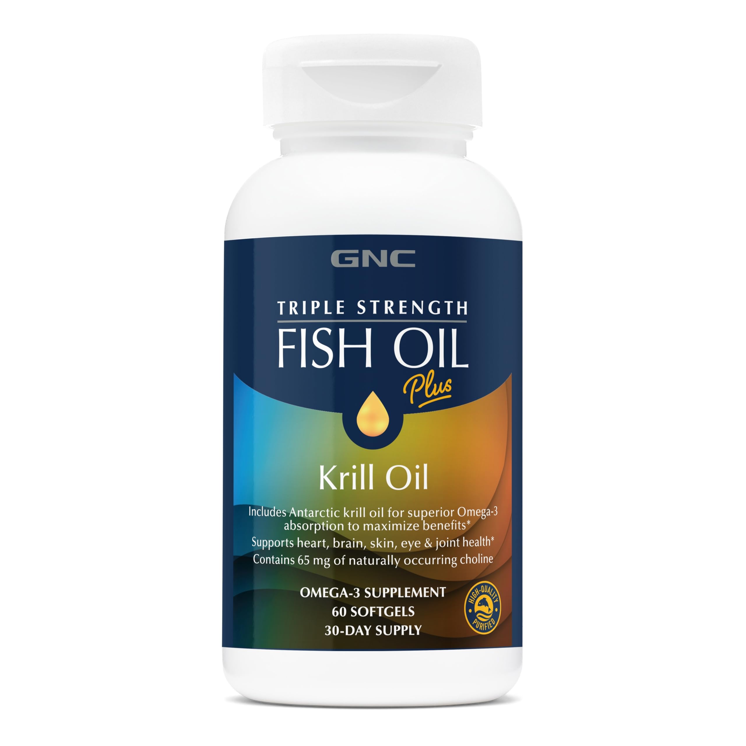 GNC Triple Strength Fish Oil Plus Krill Oil, 60 Count, 30 Servings Old Version