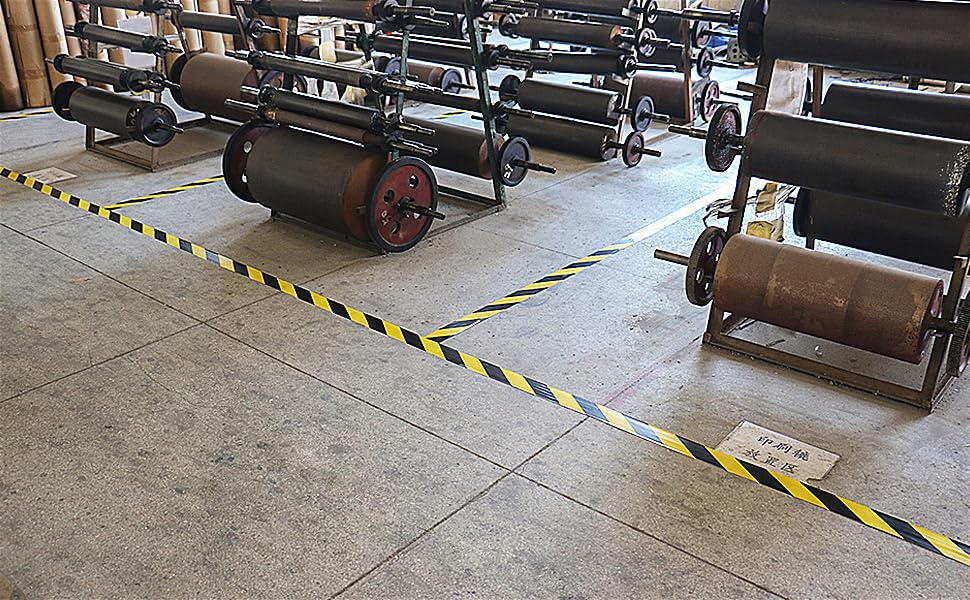 BOMEI PACK Warnklebeband Gelb Schwarz Warnband Gefahr Warnung PVC Für Bodenkennzeichnungen 33m (100mmx33m)