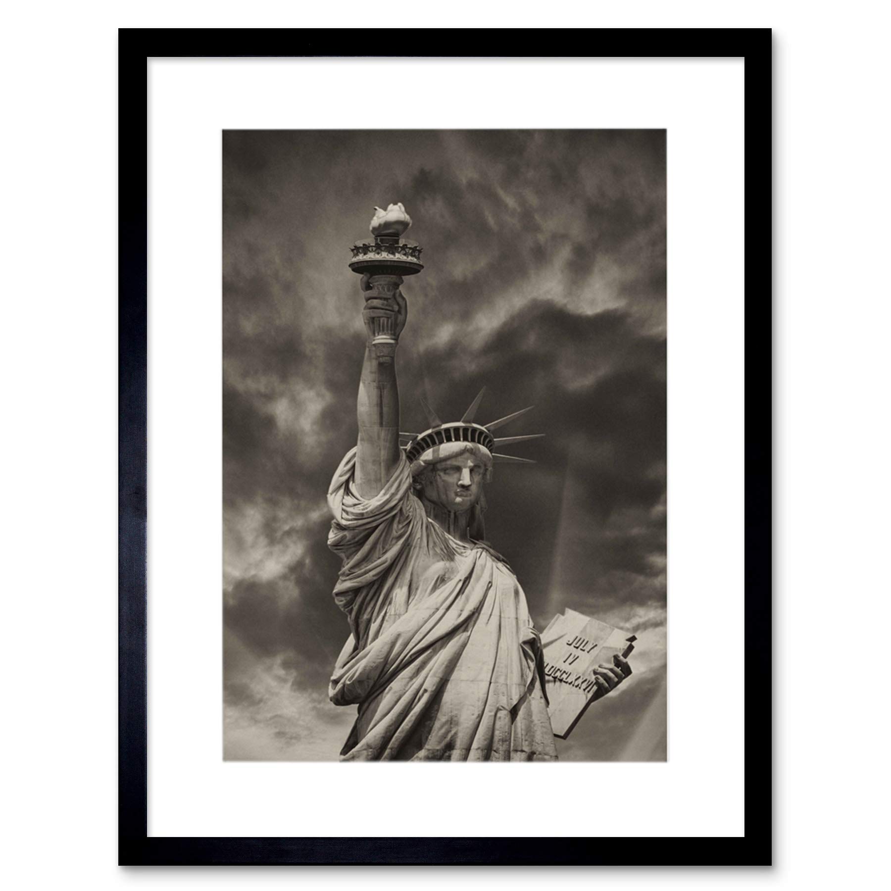 Wee Blue Coo PHOTO COMPOSITION LANDMARK STATUE LIBERTY NEW YORK FRAMED ART PRINT B12X13068