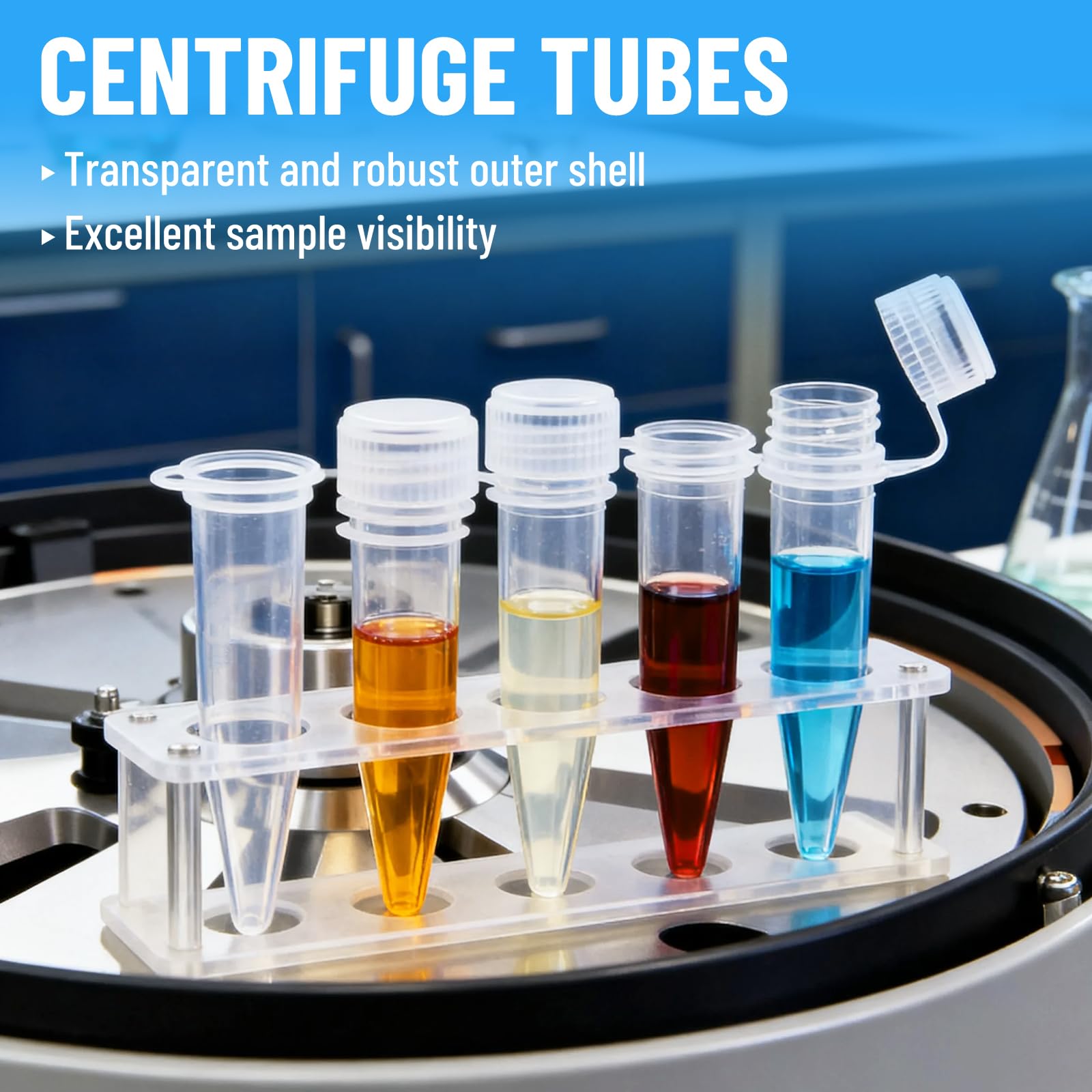 Confezione da 500 provette da 1,5 ml, per microcentrifuga, tubi conici con tappo a vite sicuro per applicazioni di laboratorio e industriali, a prova di perdite, autoclavabile