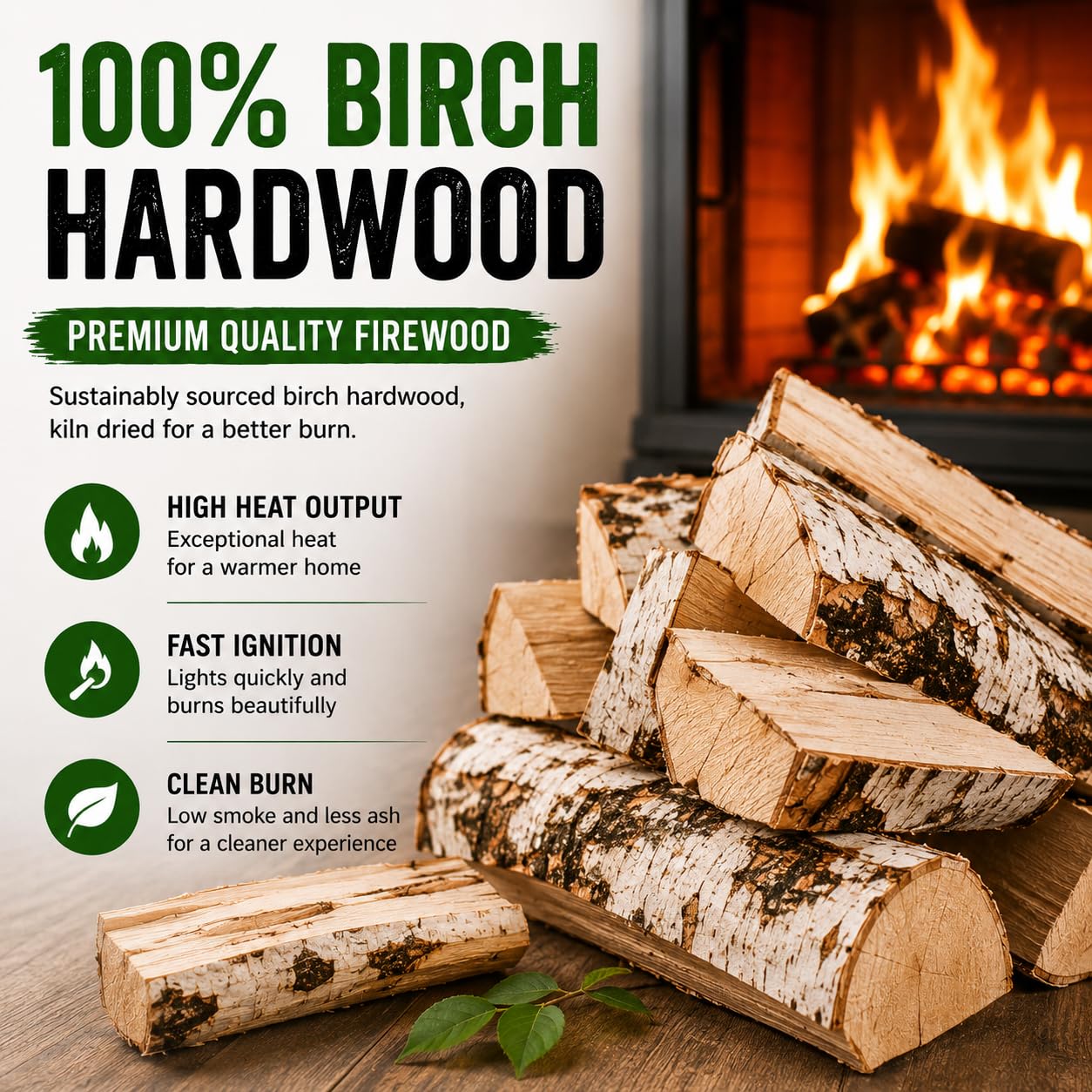 Alderline Premium Kiln-Dried Birch Hardwood Logs 20kg - Ready to Burn firewood - Smokeless fire logs for wood burners Stoves, Fire Pits - Image 3