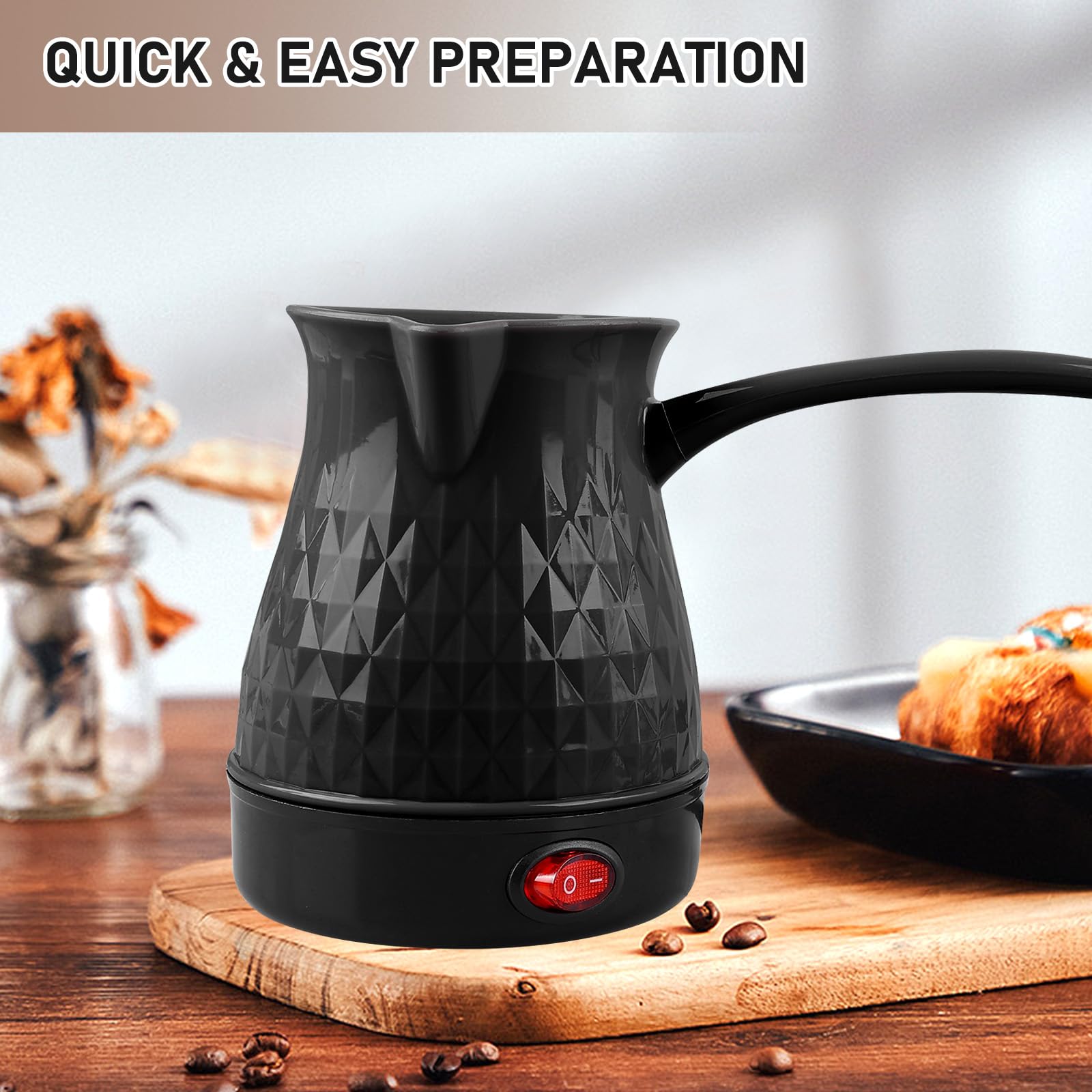 BORDEAG Caffettiera elettrica da 500 ml, macchina da caffè turco, 600 W, 220 V, a induzione, caffettiera turca, per la casa, caffettiera turca