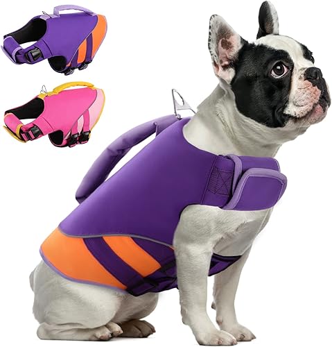 Queenmore Chaleco salvavidas para perros, para nadar, navegar, salvavidas para perros pequeños y medianos, chaleco salvavidas para mascotas con