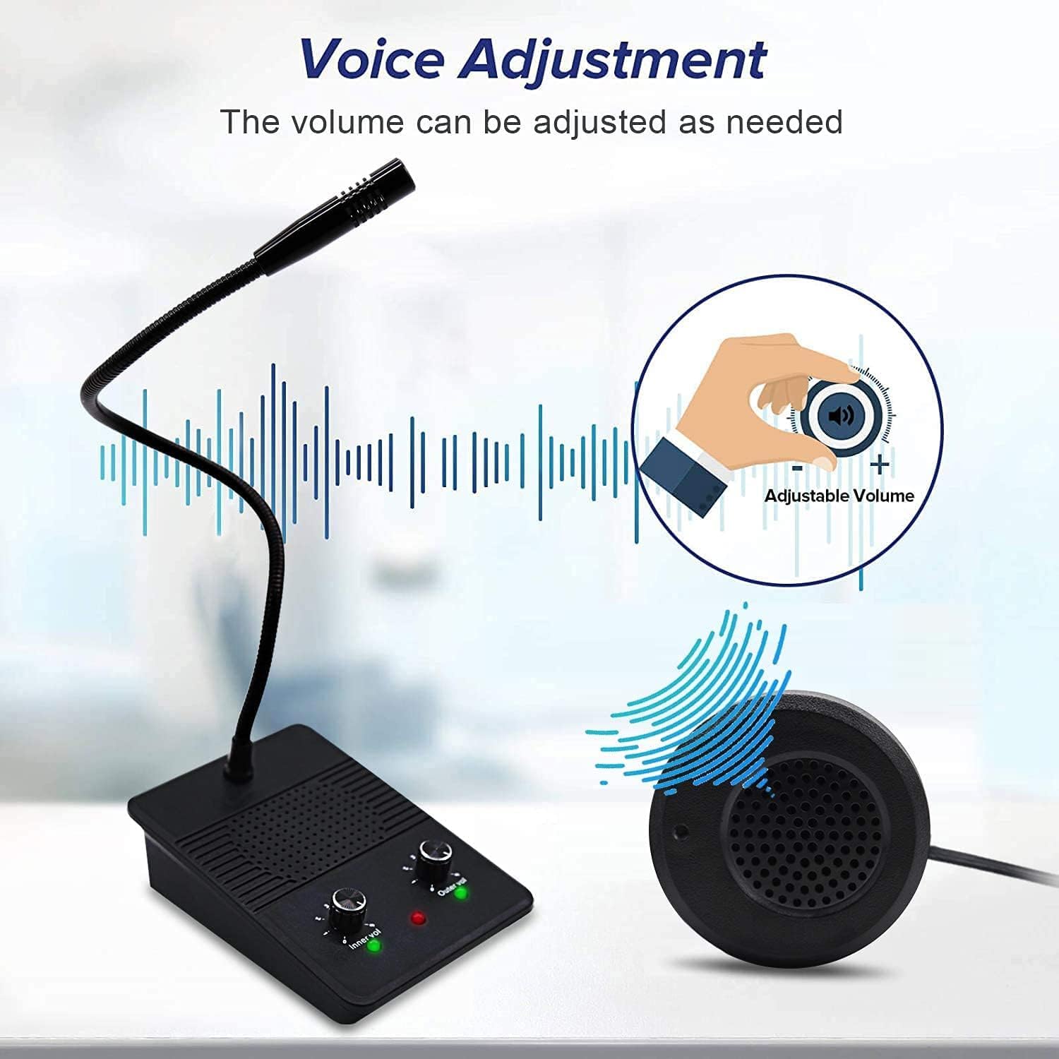 CHROX Sistema De Altavoces De Intercomunicación De Ventana, Micrófono De Ventana De Vidrio Antiinterferencias Comunicación Bidireccional para Tiendas, Bancos, Hospitales, Restaurantes