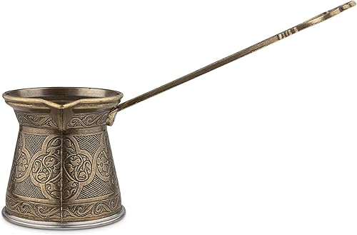 Miniatura 8 de Alisveristime Auténtica cafetera turca, hecha a mano Cezve/Ibrik, 2.75 pulgadas de ancho, 2.75 pulgadas de alto, 6.76 onzas ¡Mejora tu experiencia