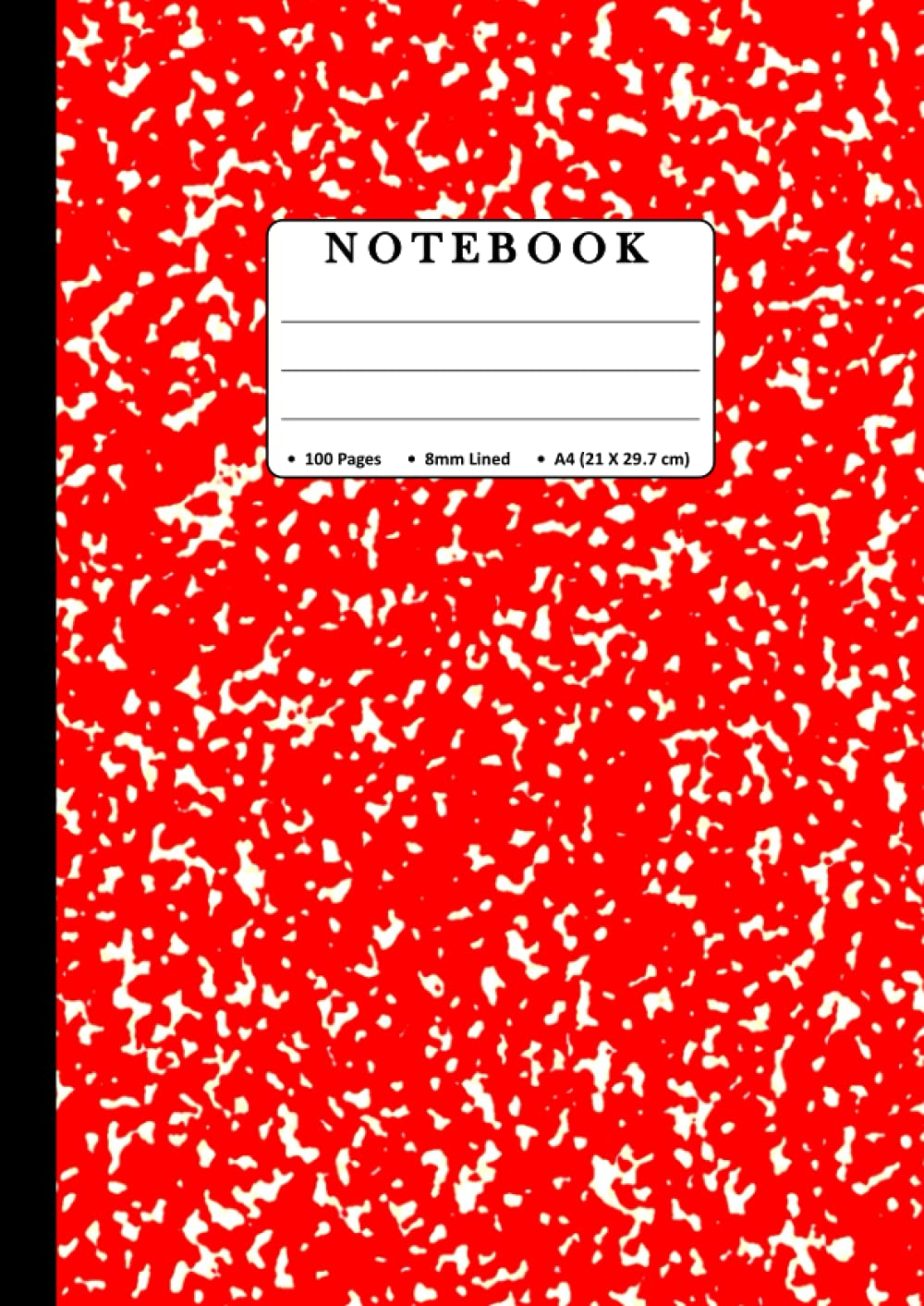 Notebook A4: 100 Pages, 8.27 x 11.69 inches, 90gsm Paper, Exercise Books A4 lined, Notebooks for School, Office, Home Use - Red Marble Cover