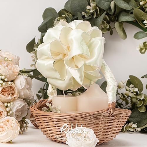 Vista 32 de Ribbli Cinta de satén rosa claro con alambre de 1.5 pulgadas, cinta de Navidad rosa para envolver regalos, coronas, guirnaldas, decoración