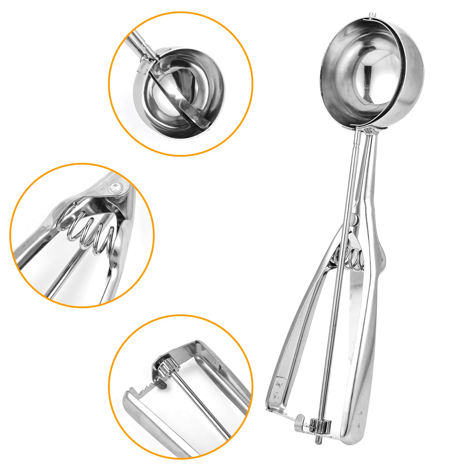 Cucchiaio per Gelato in Acciaio Inox - Set di 3 Porzionatori 4cm/5cm/6cm Ice Cream Scoop