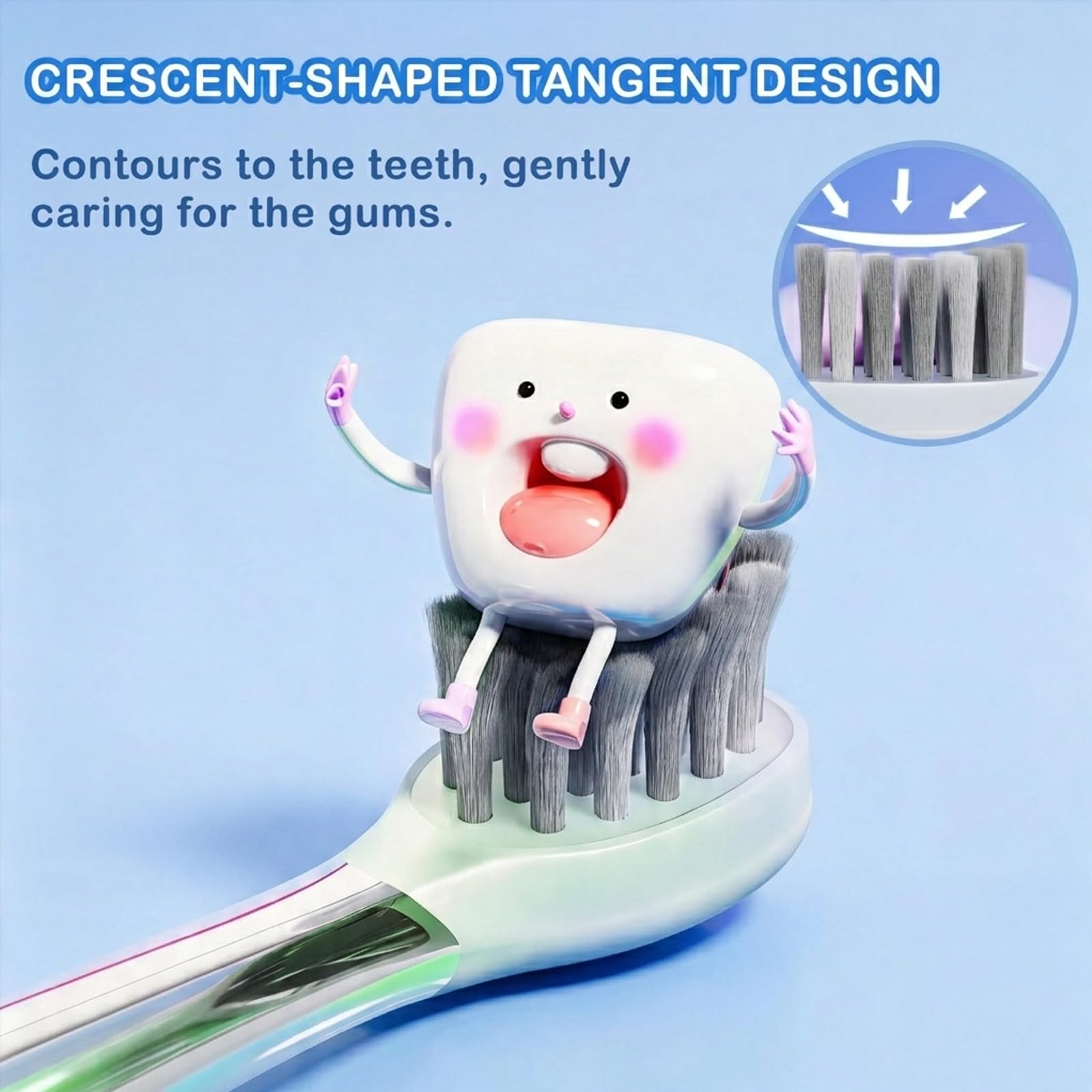 Cepillo de dientes eléctrico en forma de U para niños con 6 cabezales de cepillo, limpieza sónica automática de 360°, 3 modos, IPX7 impermeable, bonito diseño de dibujos animados, edades de 6