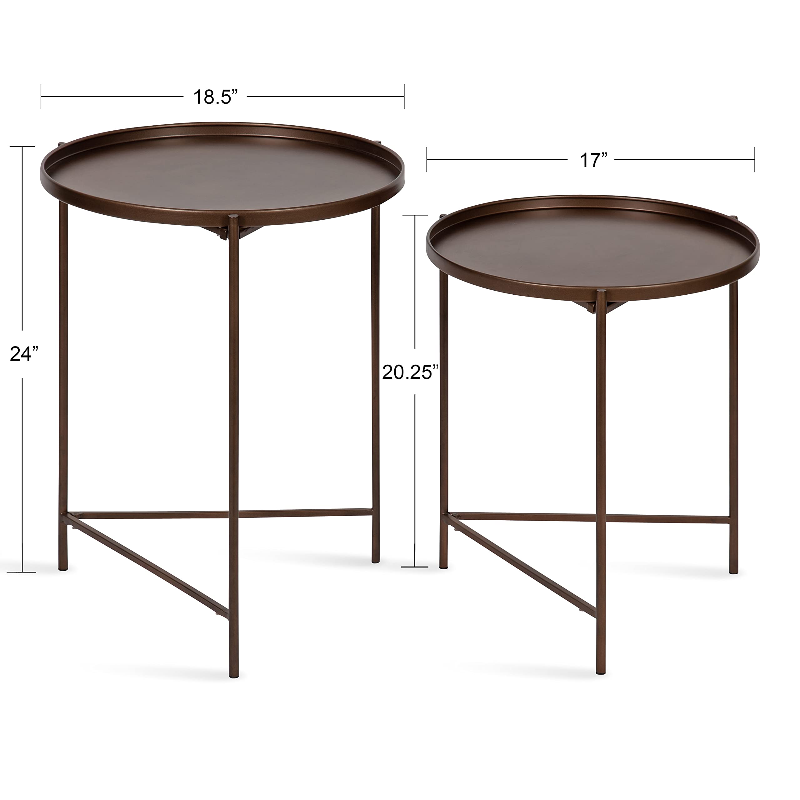 Kate and Laurel Ulani Modern Nesting Side Table; Set of 2; Bronze; Sophisticated Glam End Tables for Storage and Display