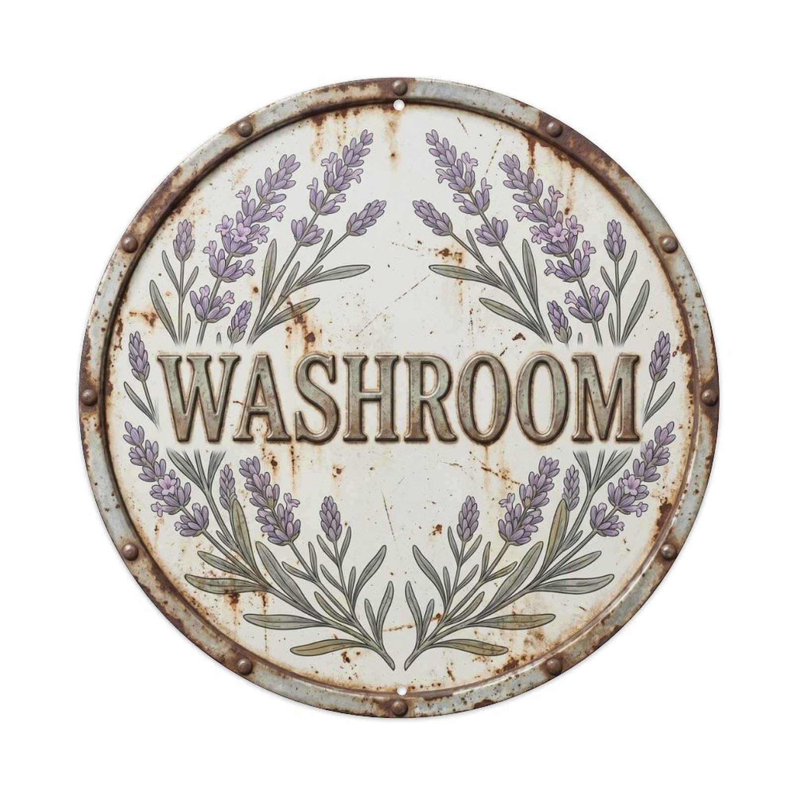 Botanical Floral Room Label Washroom Lavender Metal Tin Sign