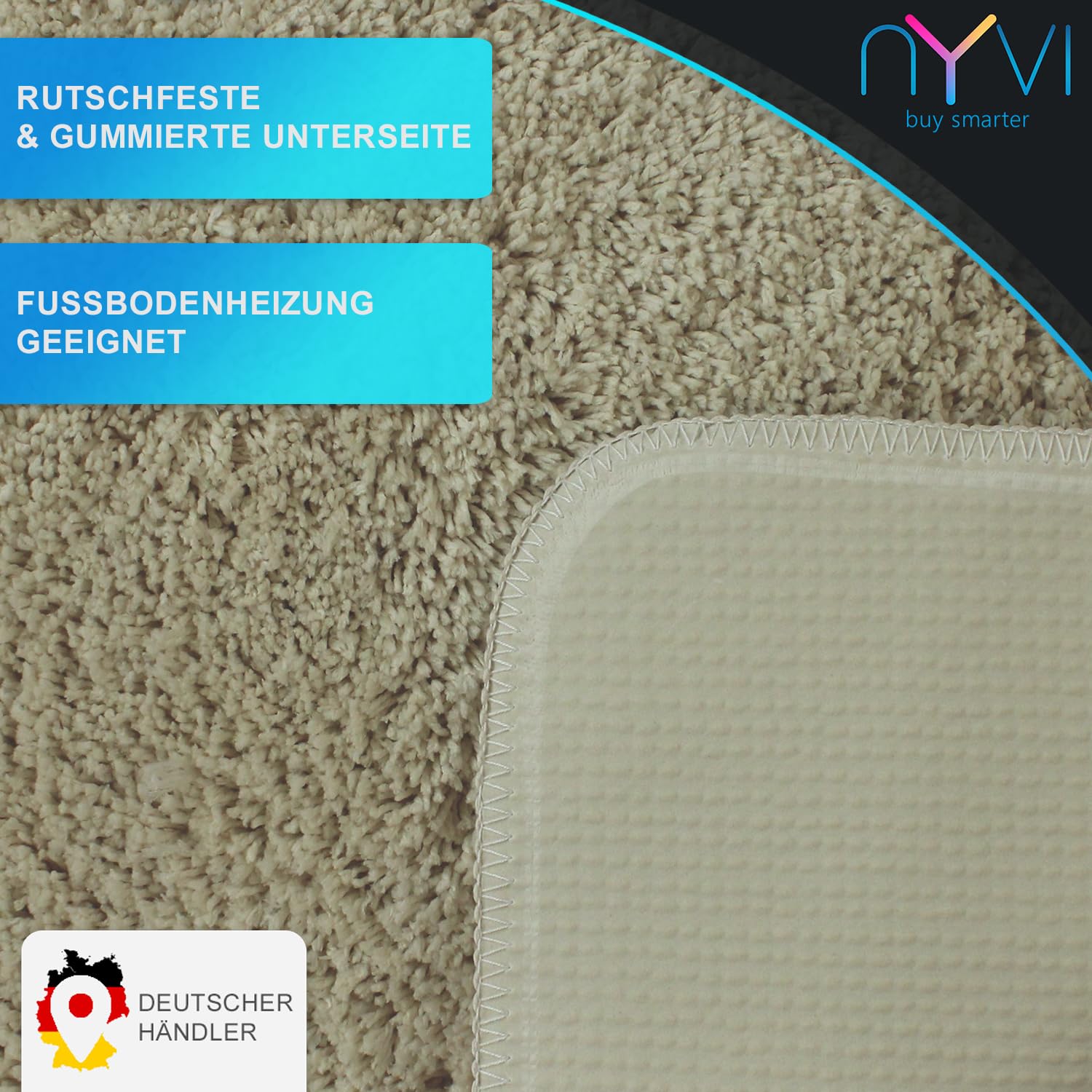 NYVI WC Deckelbezug NYVISpa Lasalle 38x48 cm Beige Toilettendeckel Bezug - - rutschfest, Saugfähig, Schnell Trocknend, Fußbodenheizung geeignet, Oeko-TEX, Waschbar, Weich
