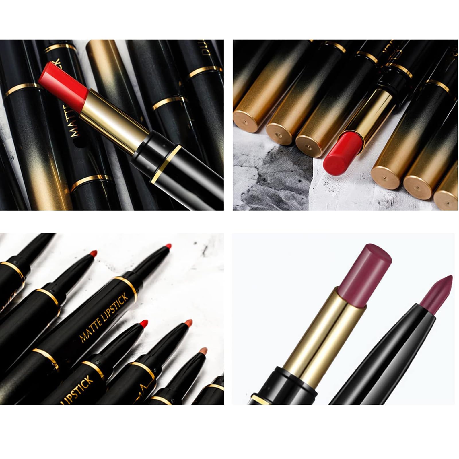 16 colori rossetto a lunga tenuta matita labbra combo, matita labbra e rossetto,set matita labbra e rossetto Dual Heads, rossetto a lunga tenuta matita labbra opaca impermeabile (16pcs / 1set)