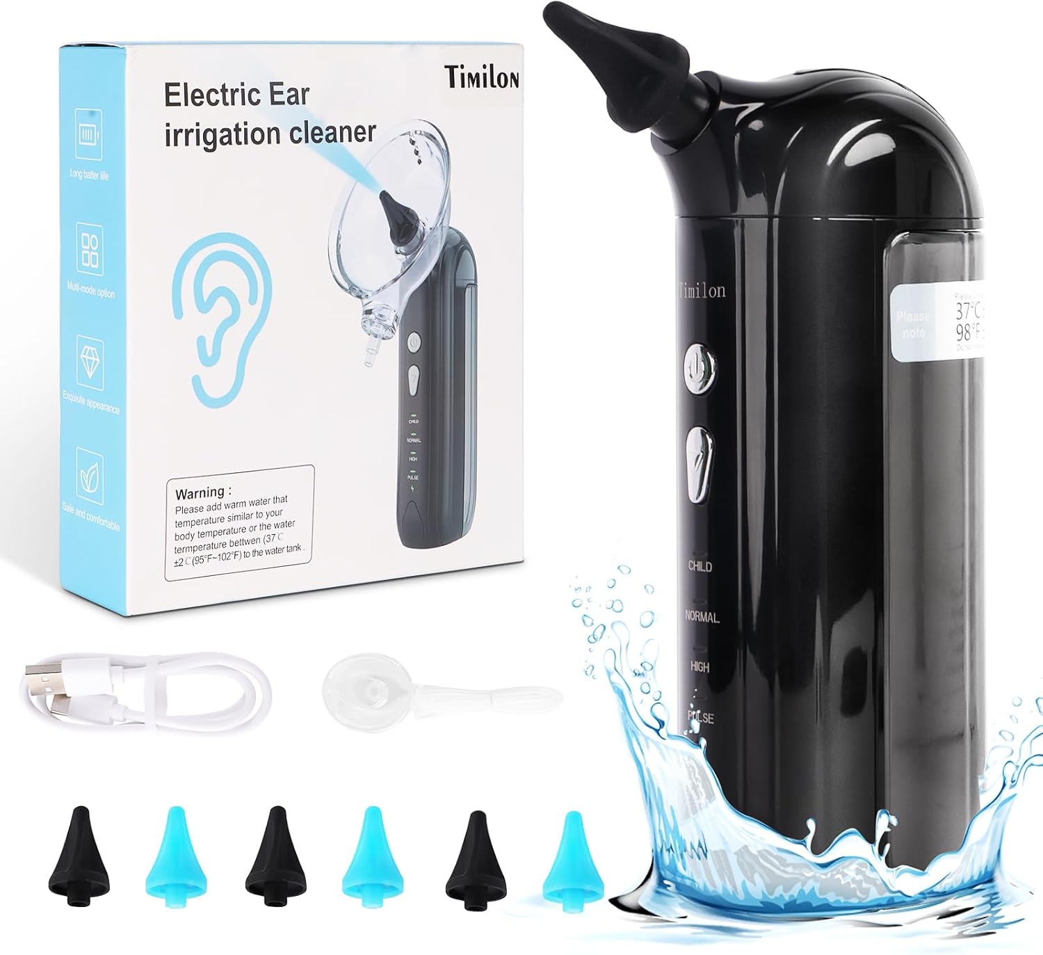 Electric Ear Wax Removal Kit Water Powered Ear Cleaner Safe and Effective Ear Cleaning Kit with Four Pressure Settings Effective Ear Wax Removal Tool