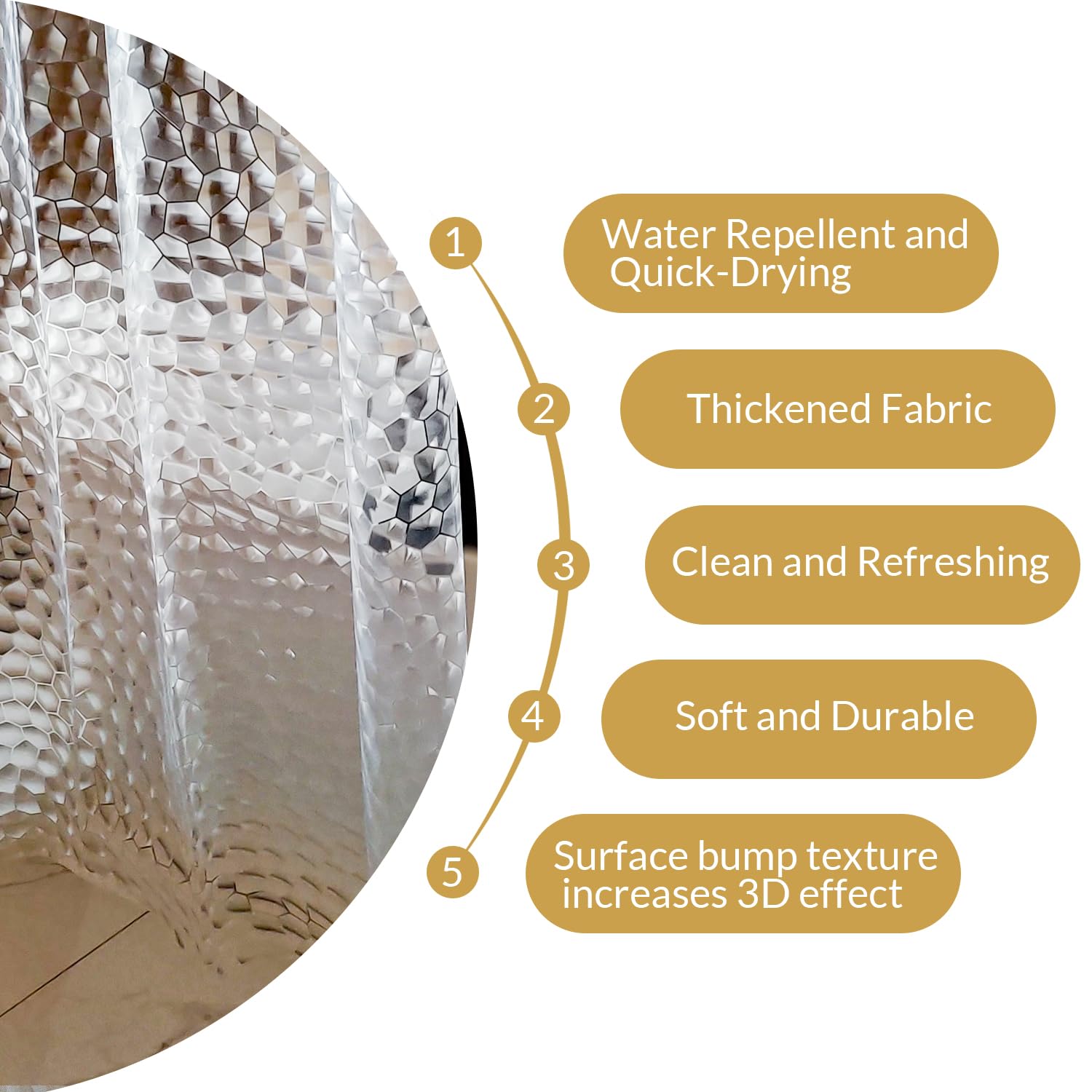 NTBAY Rideau de douche transparent en EVA avec cube d'eau, doublure hydrofuge avec 3 aimants pour salle de bain, 183 x 213 cm
