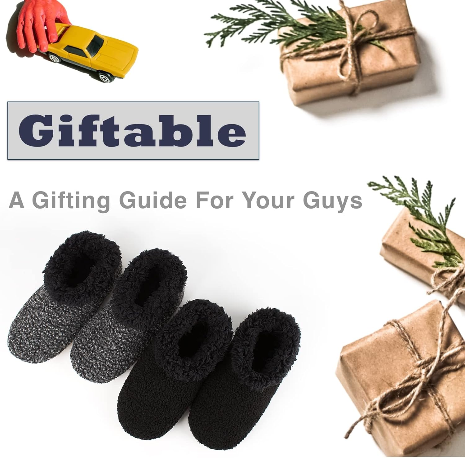 Cozylook 2-Pack Men's Soft Sole Slippers Indoor with Non Slip Grippy Soles, Warm Fuzzy House Slipper Socks for Indoor Comfort - Image 5