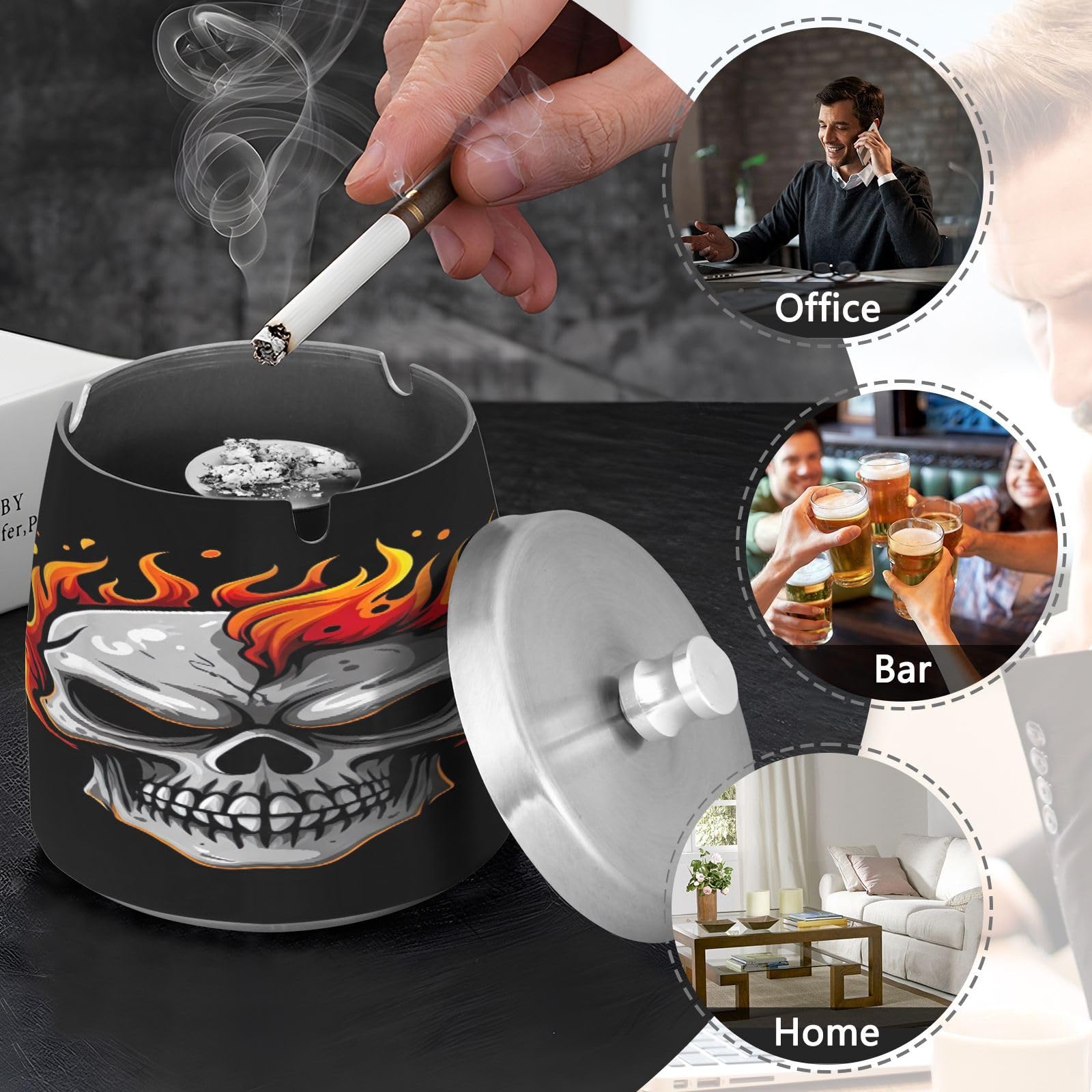 cigarette bucket with lid Amazon.com: Funny Skull Black Cigarette Butt Bucket, Ash Tray with Lid, Ash  Bucket with Lid Outdoor : Home & Kitchen