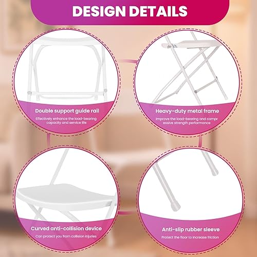 Miniatura 6 de Lightweight Foldable Plastic Chair 10 Pack, Portable Stackable Commercial Seat with Steel Frame, 350LBS Capacity Folding Chair for Indoor & Outdoor,