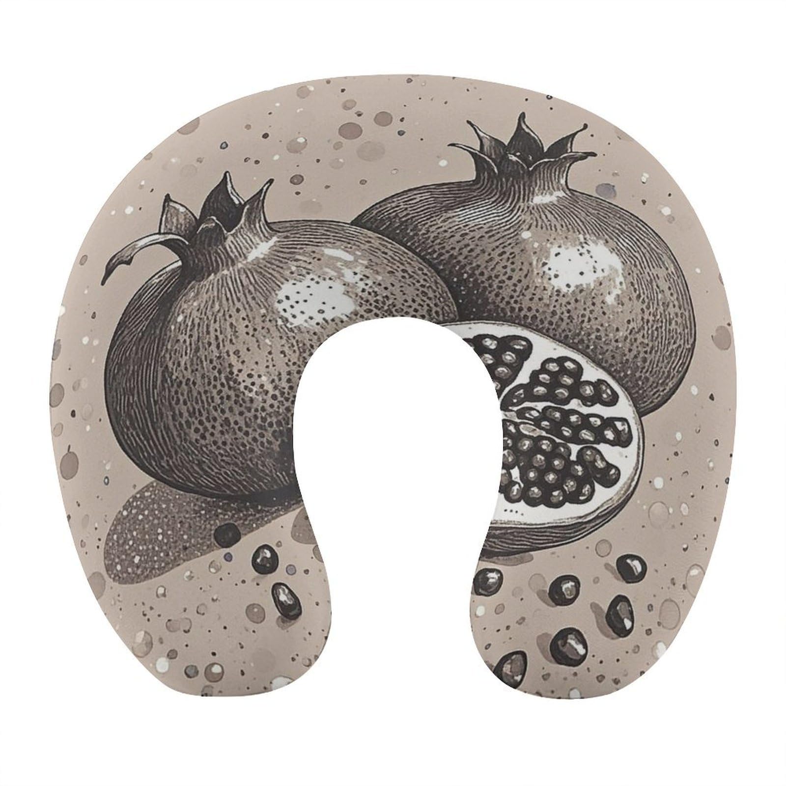 LZQPOEAS Hand Drawn Fruits Neck Pillow U Shaped Travel Pillow Comfortable Memory Foam Pillow Portable Neck Support Lightweight Headrest for Airplane Car Home Office Sleeping Traveling
