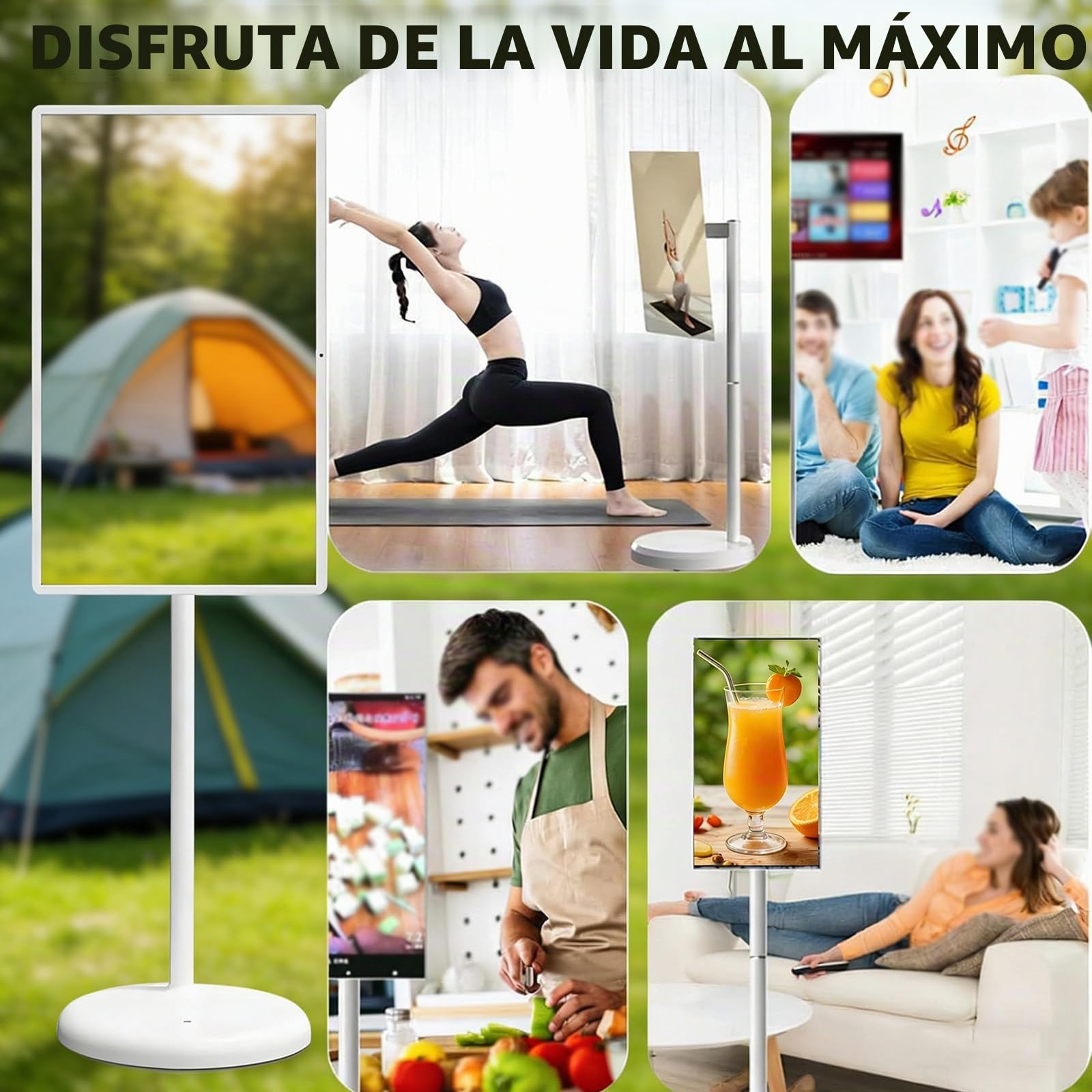 Tableta Smart TV Portátil De 21.5/27/32 Pulgadas con Soporte con Ruedas, Pantalla Táctil 1080p, Android 13, 8+128 GB, Inalámbrica, con Ruedas Y Control Remoto. 21.5in