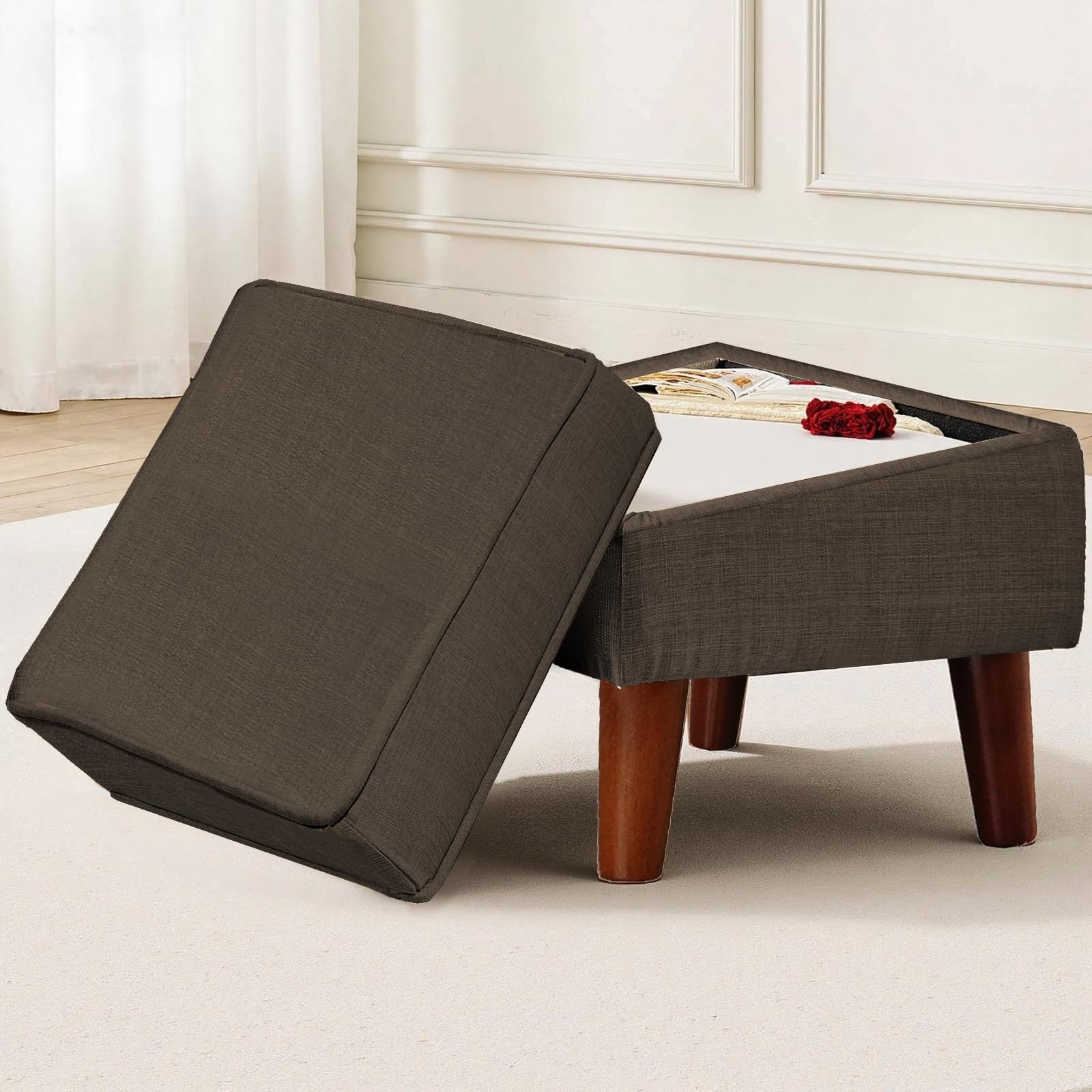 EOSVALO Sitzhocker mit Stauraum 30x40x28cm Braun 113kg